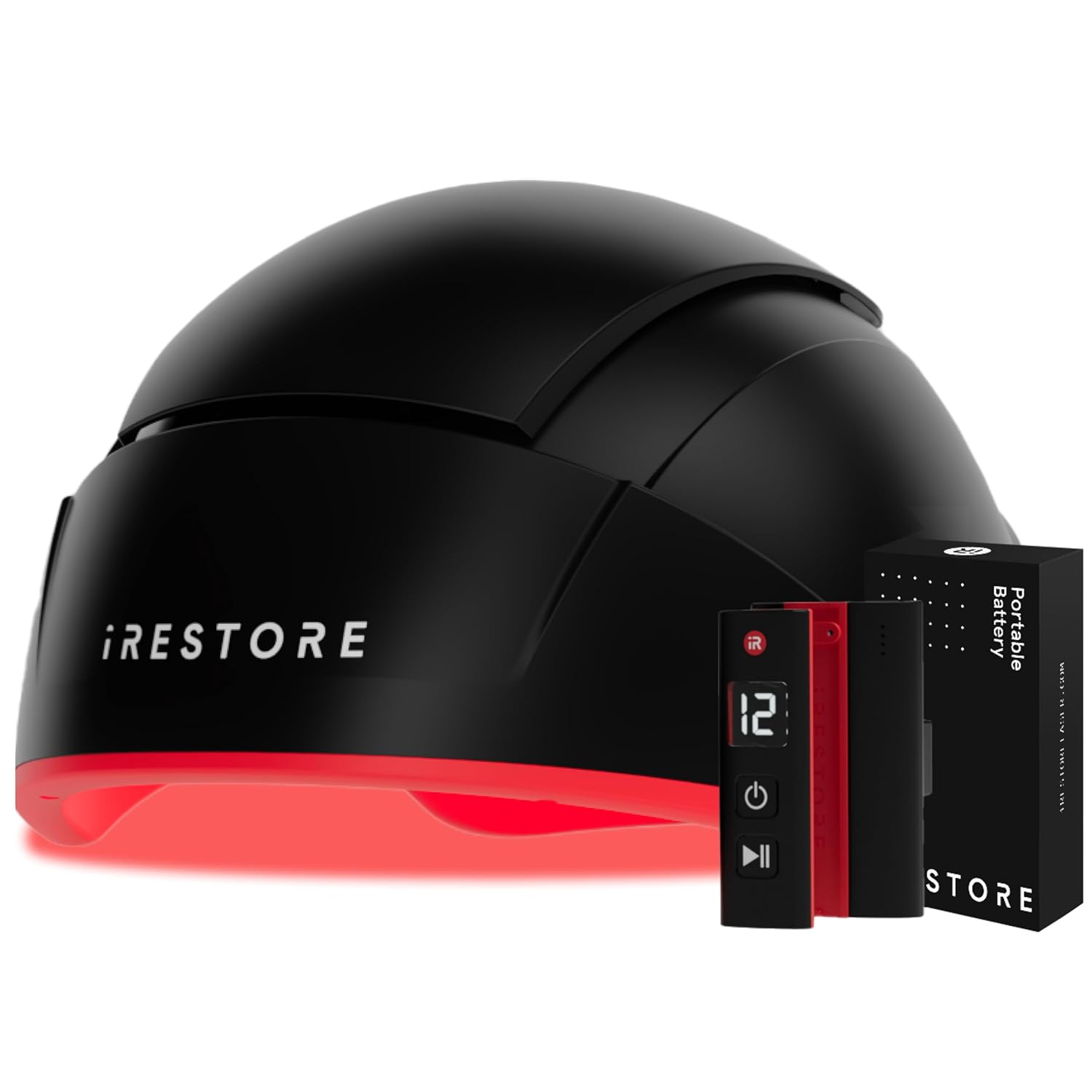 iRestore Elite Glow Complete Care Set: Elite Hair Device with Battery Pack + LED Face, Neck & Chest Masks