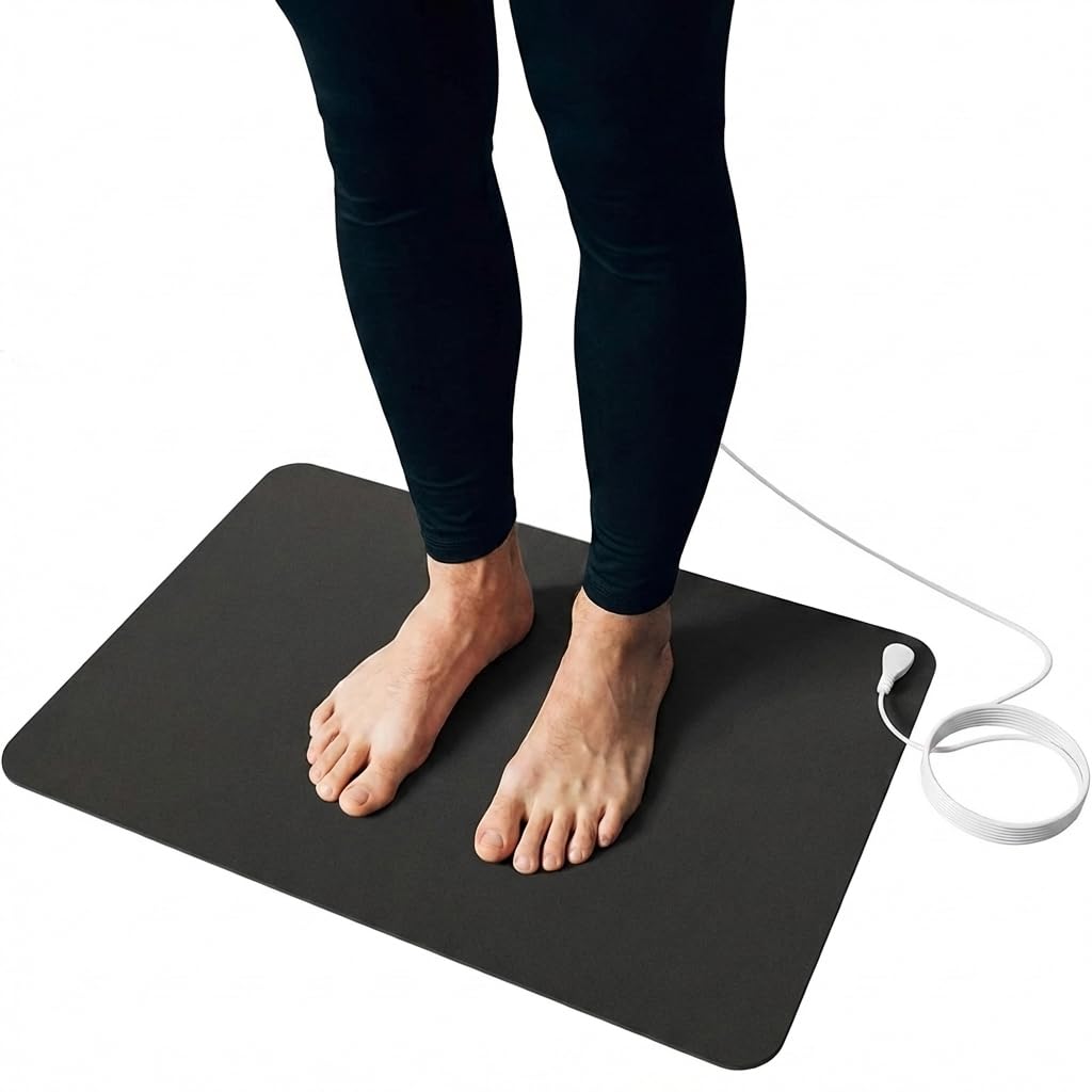 Grounding Mat, 24″ x 16″ Conductive Carbon Ground Pad with 15 Foot Cord, Non-Slip Rubber Backing, Portable Indoor Grounding for Desk, Floor, Home, Office, Wellness Routine