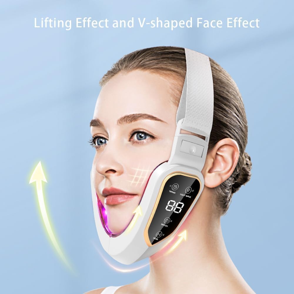 Double-Chin and V-Shaped Face Device with 5 Modes and 12 Levels Adjustable Intensities – Intelligent Electric V-Line Lifting Machine for Women