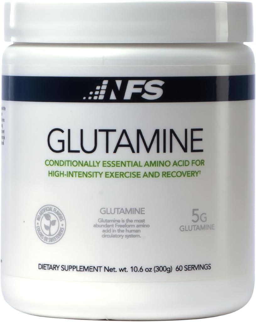 ​​NF Sports Pure Glutamine Powder for Muscle Recovery, Immunity Support & Focus – L-Glutamine Powder for Women/Men. Post Workout Recovery Drink – Vegan, Gluten Free – Unflavored (300g, 60 Servings)