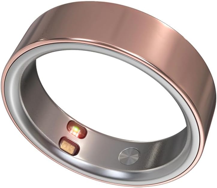 Smart Ring Health Tracker 5ATM Waterproof Sport Ring Exclusive Vibration Alerts Titanium Blood Oxygen/Sleep/Emotional Management Women Cycle Prediction Compatible with iOS/Android Dawn Rose Gold 6.5