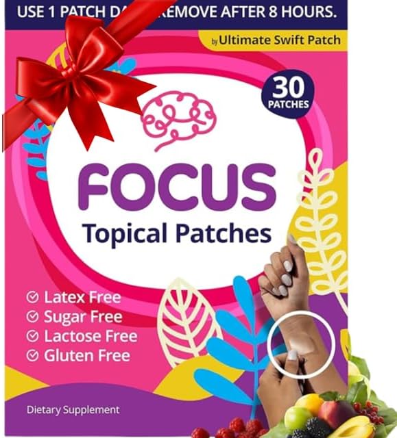 Swift Patch Focus Patch for Adults (30 Day Supply) + Proprietary Blend (Men and Women) – Help Kids and Adults Focus with Patches 22 Ingredients with Proprietary Formula