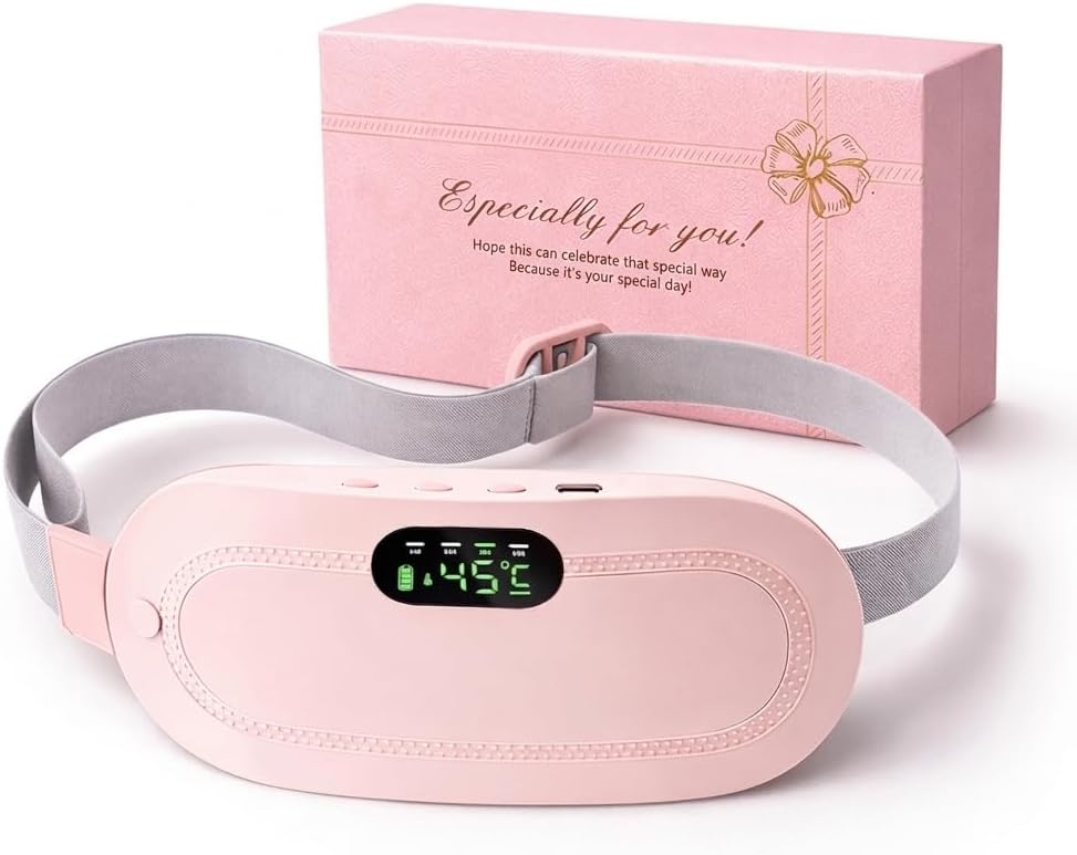 Portable Heating Pad for Cramps, Period Cramp Massager Portable Cordless Heating Pad with 3Heat Levels and 4 Massage Modes for Waist Pain,Relief Menstrual Gift for Women Girls Her Girlfriend