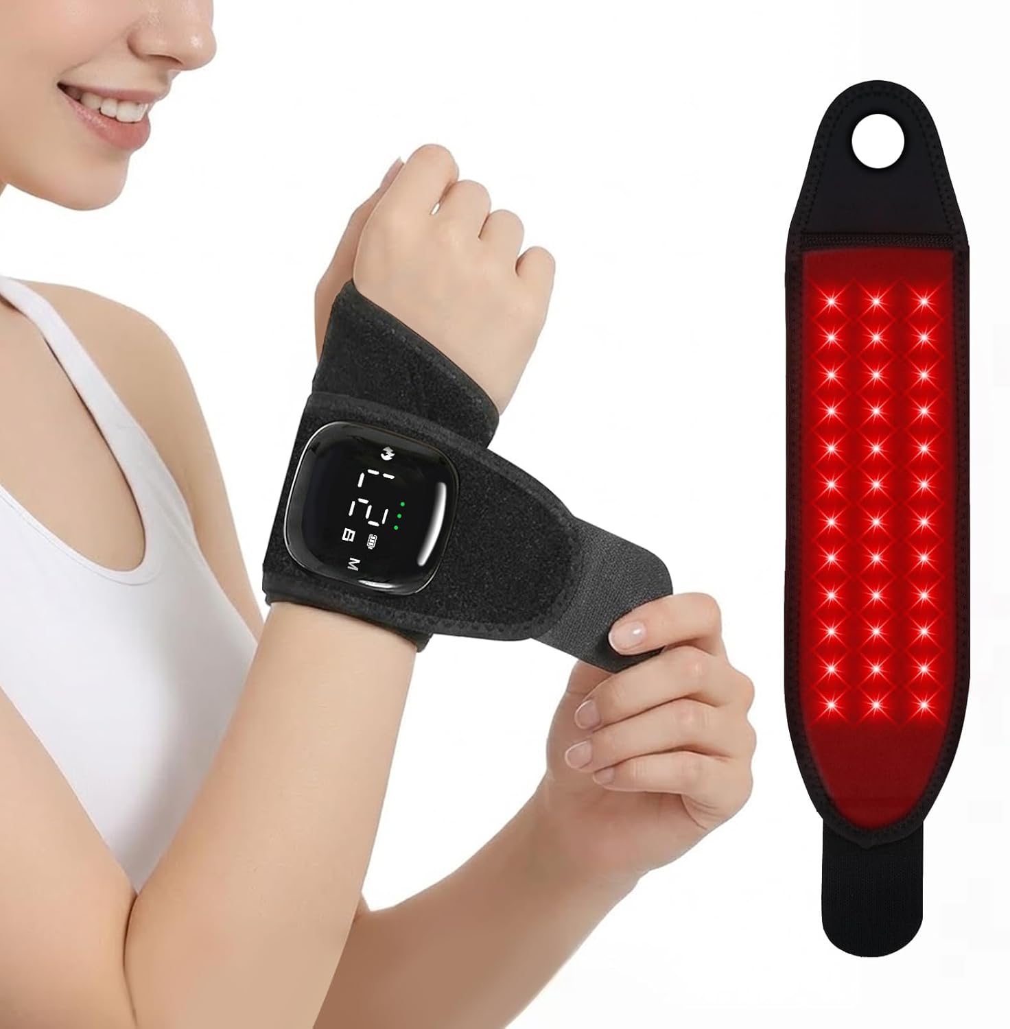 Portable Red Light Therapy for Hands Wrist Massage, 660nm and 850nm Infrared and Near Infrared Light Hand Therapy Equipment with Heat & Vibration for Wrist Ankle Neck
