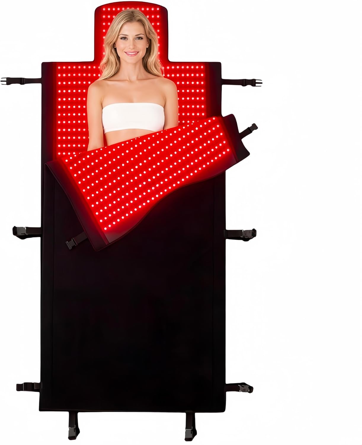 2026 Upgraded Dual Wavelength LED Beads 660nm&850nm Red Light Therapy Mat Full Body, Used to Face and Body Pain Relief Skin Health Personal Care for Women Men, 75″ x 35” (Black)