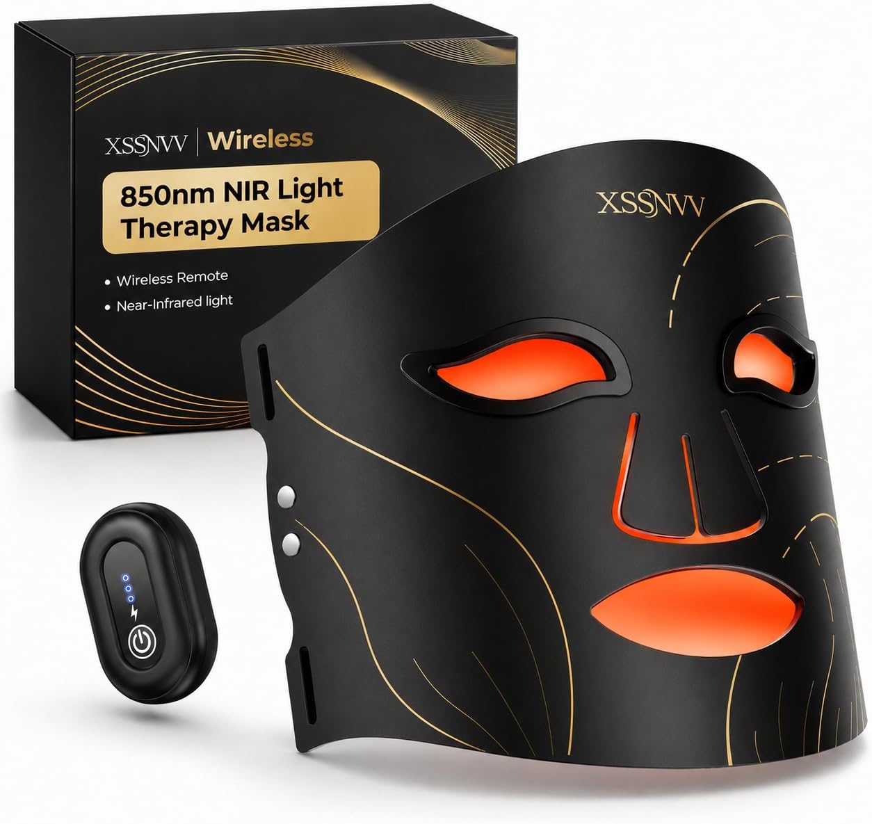 Red Light Therapy for Face, Cordless LED Face Mask with 4 Light Modes (NIR 850nm, Red 620nm, Blue, Amber), 272 LEDs, 10-Min Timer, Rechargeable for Glowing Skin at Home