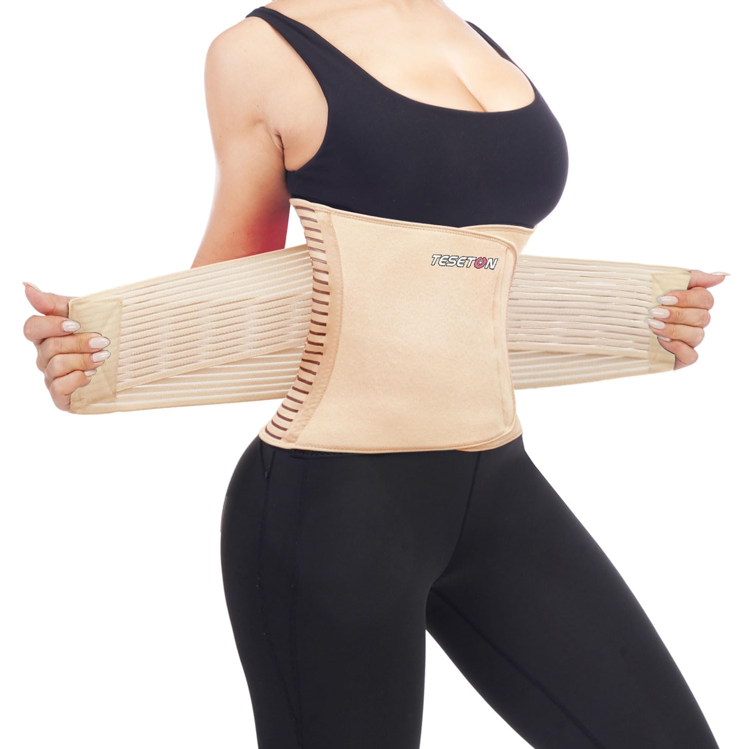 TESETON Back Brace for Men and Women, Back Support Belt Relief Lower Back Pain Herniated Disc, Sciatica, Scoliosis, Breathable Mesh, Lumbar Support Belt, Back Brace for Lifting at Work 02 Beige-M