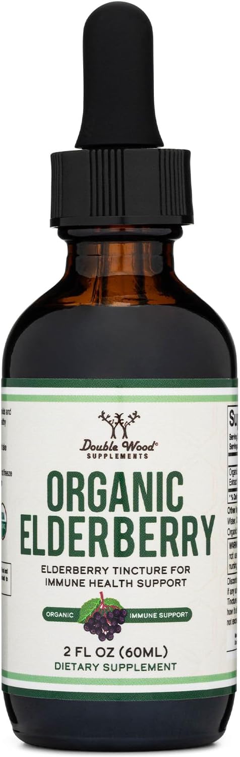 Organic Elderberry Liquid 2 Fl Oz (60 Servings) – Tincture for Immune System Support by Double Wood