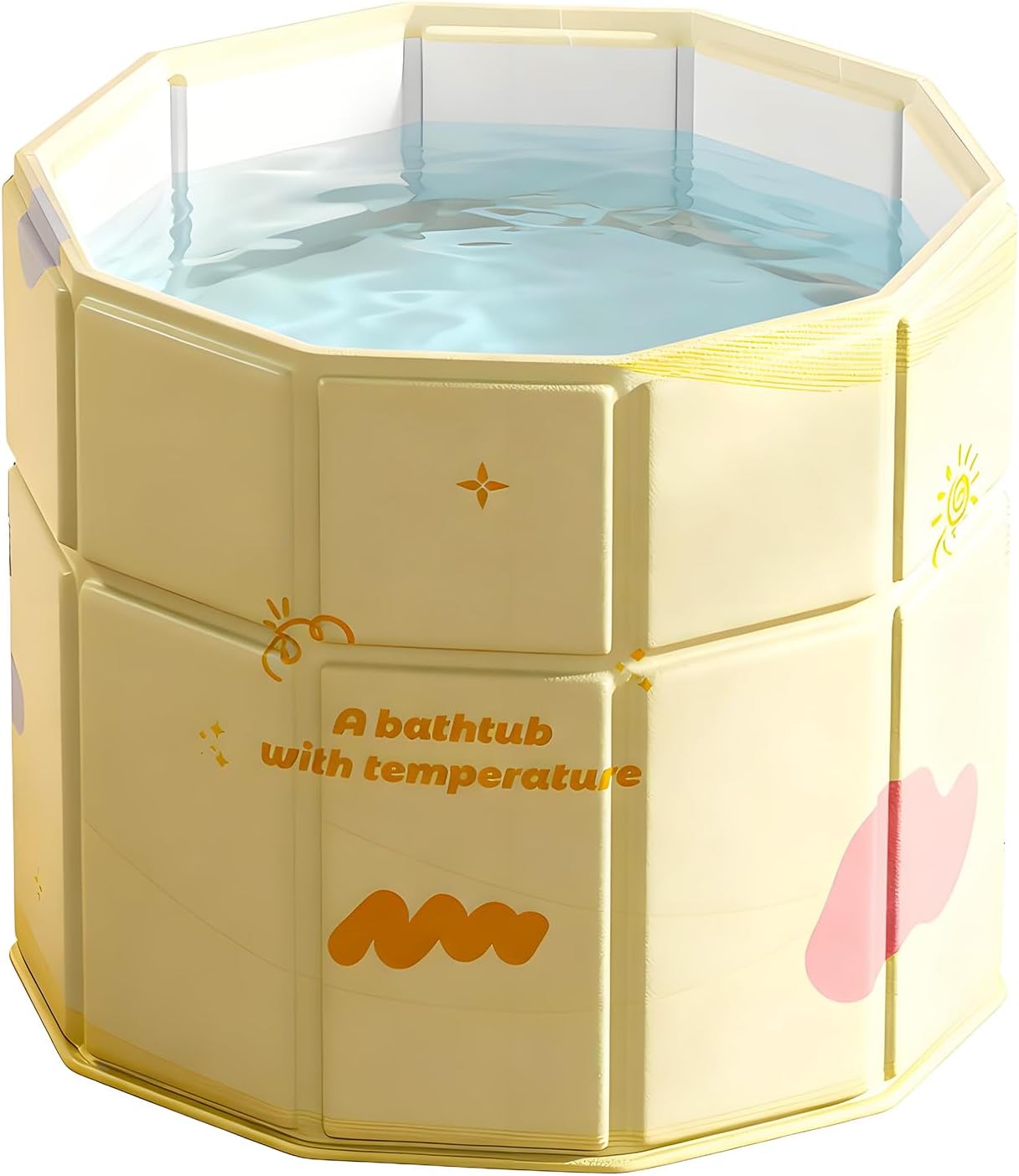 Portable Bathtub for Adult 27.5″x27.5″ Collapsible Cold Plunge Bathtub Foldable No Installation Ice Bath Tub for Shower Stall, Bathroom Hot SPA Soaking Standing Tub