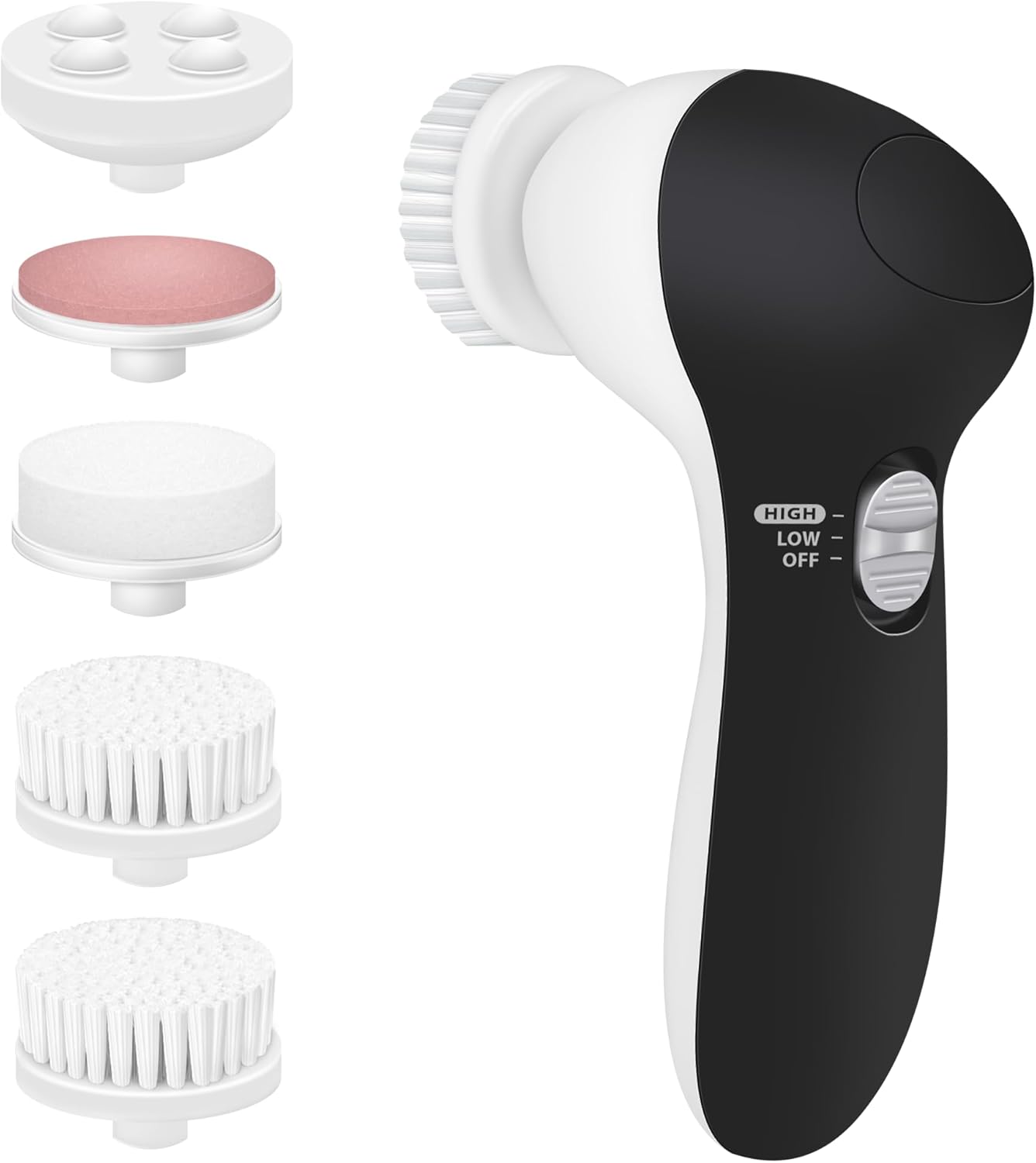 Electric Facial Kit – Waterproof Cleansing Spin Brush Set with 5 Exfoliating Brush Heads – Cleanser – Rotating Spa Massage – Gentle Exfoliation and Deep Scrub Skin Care Barbers & Aestheticians