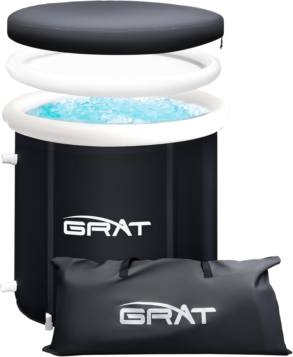 Standard Ice Bath Tub, 88 Gallon Cold Plunge Tub with Cover Lid, Portable Inflatable Ice Plunge Tub for Adults, Foldable Design, Chiller Compatible