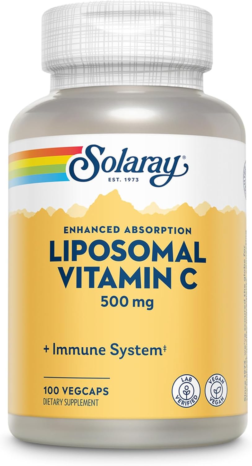 SOLARAY Liposomal Vitamin C 500mg – Enhanced Absorption Vitamin C Liposomal Blend with Fatty Acids – Antioxidant and Immune Support Supplement – Vegan, 60-Day Guarantee, 100 Servings, 100 VegCaps
