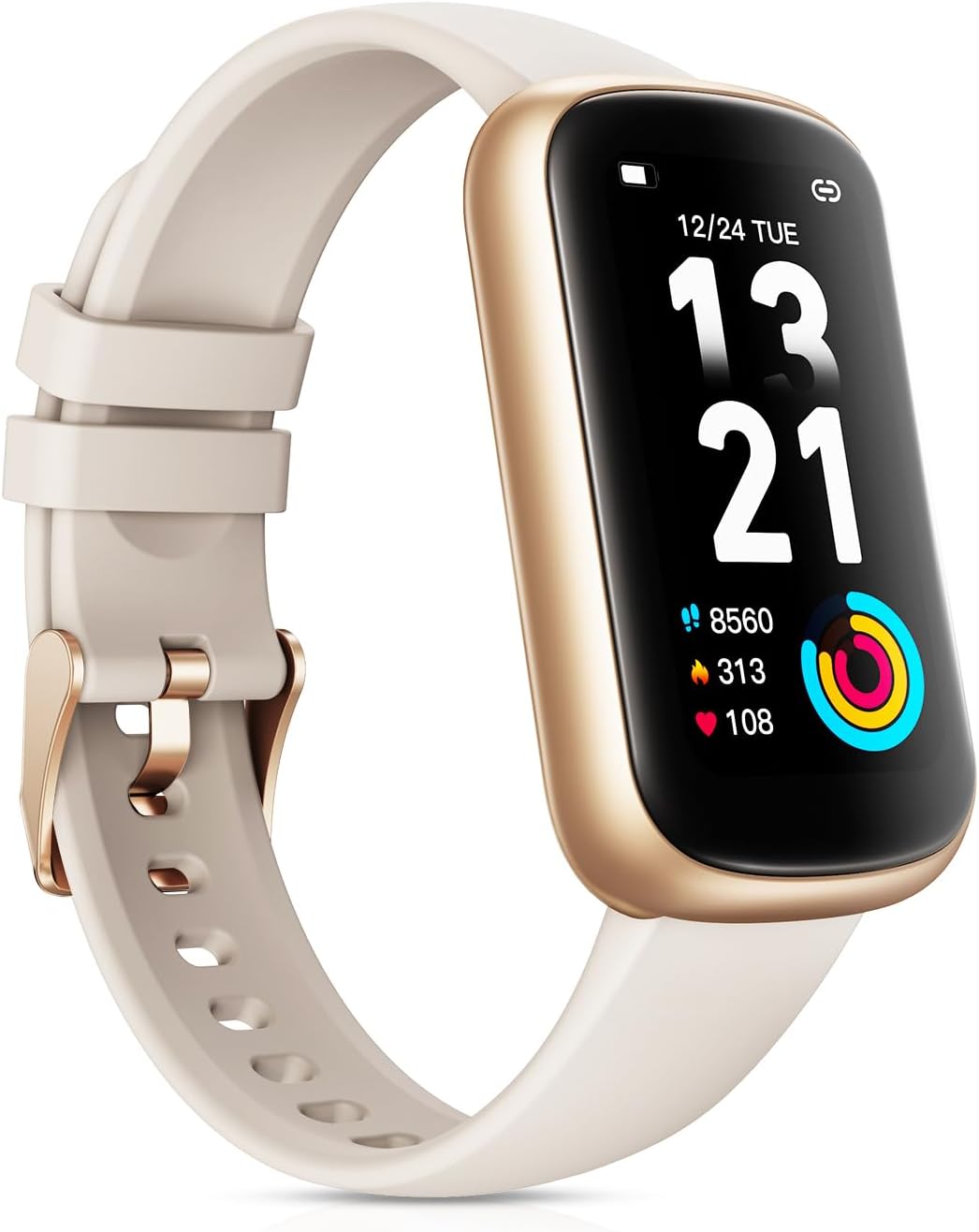 Fitness Tracker Smart Watch, 1.47″ Full Touch Health Tracker with 24/7 Heart Rate & Blood Oxygen Monitor, Sleep Tracker, 3ATM Waterproof Step Tracker Activity Tracker for Women Men, Gold Star