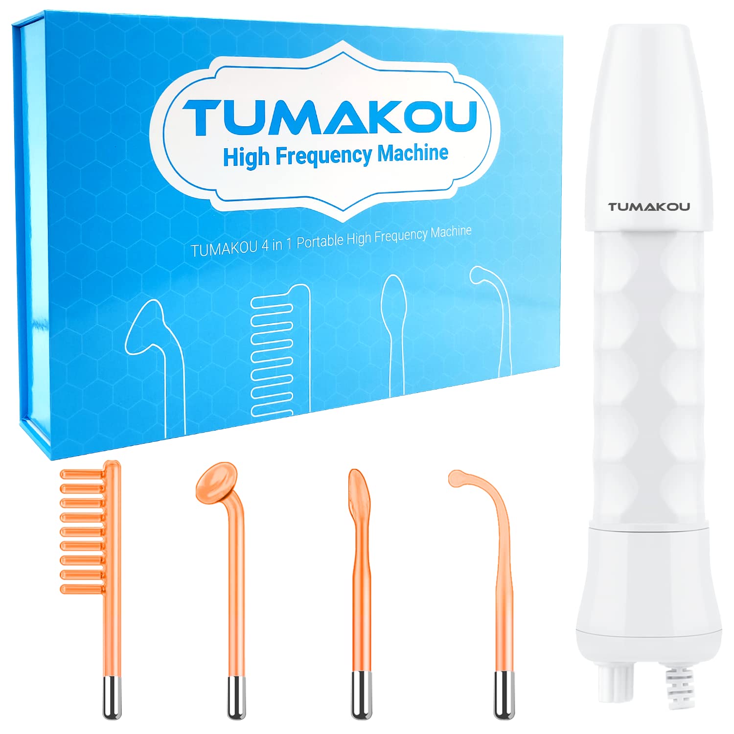 High Frequency Facial Machine – TUMAKOU Portable Handheld High Frequency Facial Skin Wand Machine with 4 Different Tubes