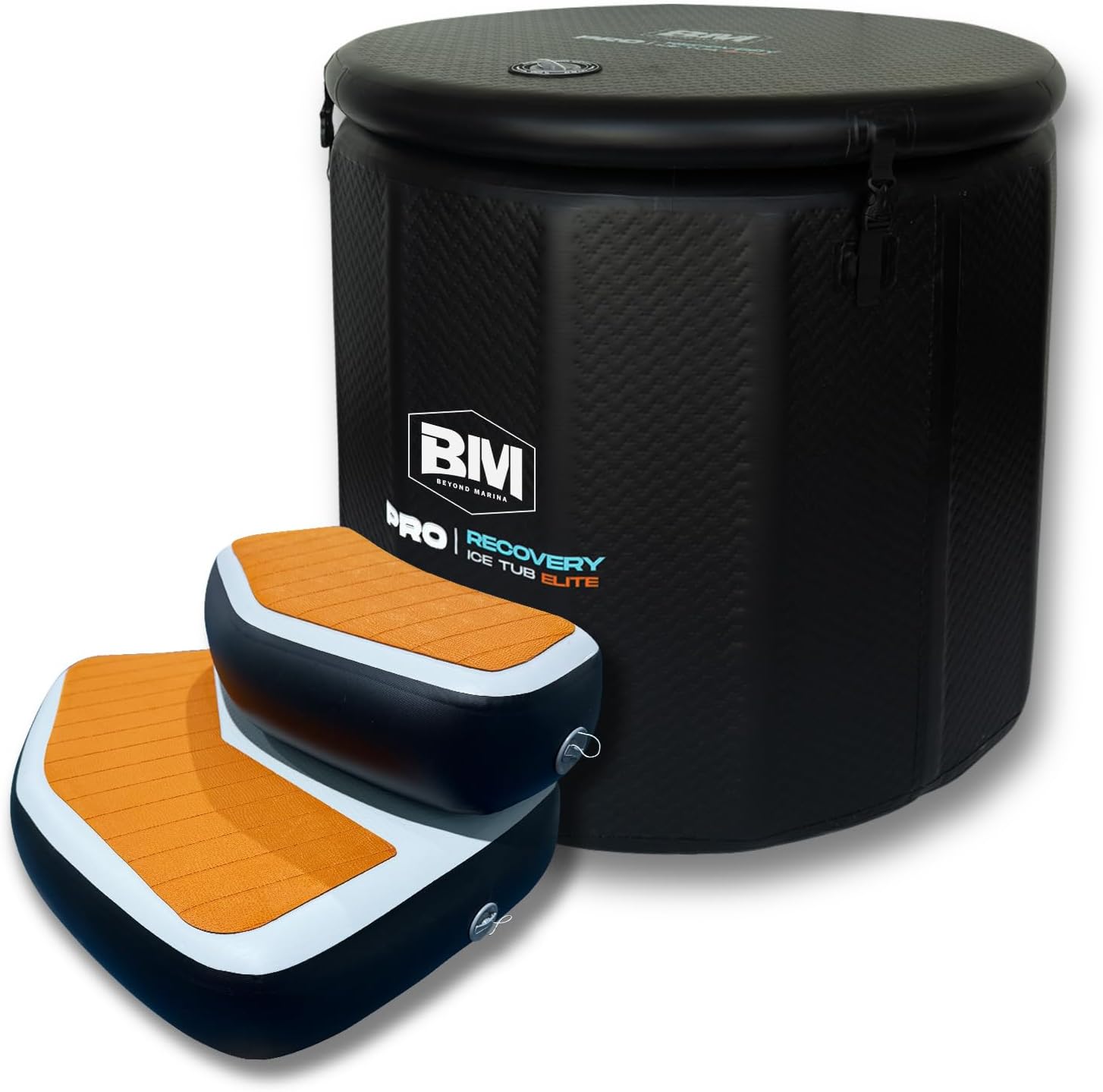 Inflatable Ice Bath Tub for Athletes, Cold Plunge Recovery Tub with Non-Slip Step, Insulated Lid, EVA Groundsheet, Backpack, 187 Gallon Capacity, 39″ x 39″ x 35.4″, Portable Durable Design