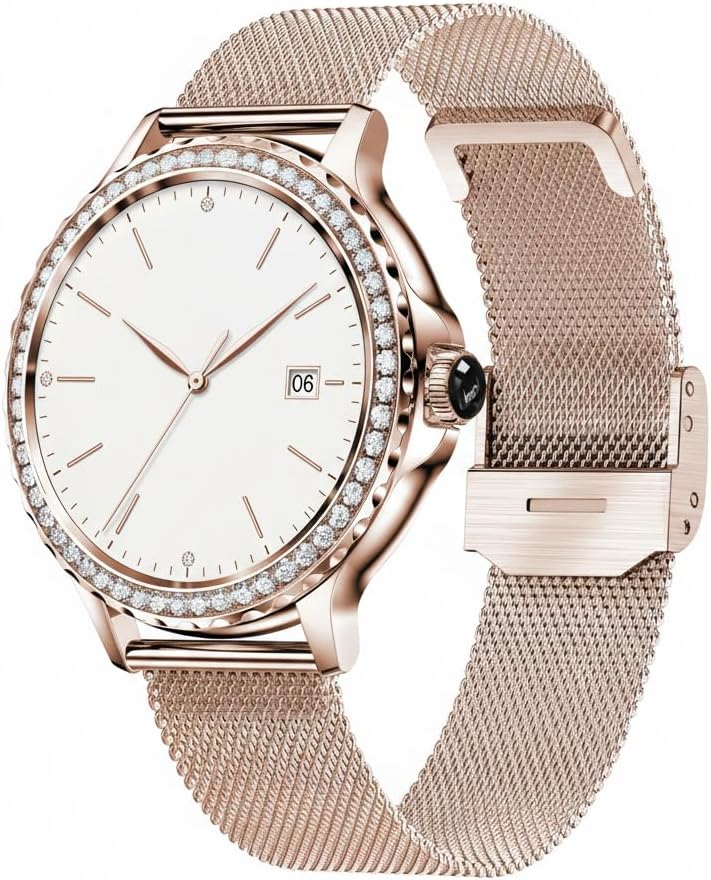 Pard Smart Watch for Women with Bluetooth Calls, 1.3″ HD Elegant Diamond Bezel Fitness Tracker with Heart Rate Sleep Monitor, IP68 Waterproof Pedometer, Stylish Sports Watch for Android iOS