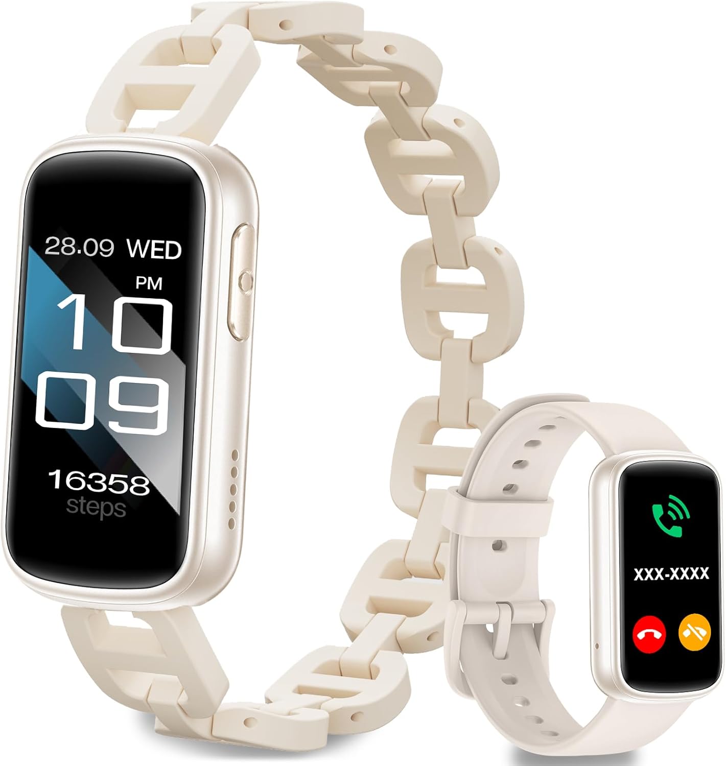 Smart Watches for Women,Fitness Trakcer with Bluetooth Call, Heart Rate/Sleep Monitor/Calories/Blood Pressure,130+ Sports Modes 1.47” Smartwatch for Android iPhone,IP68 Waterproof,2Bands,Starlight