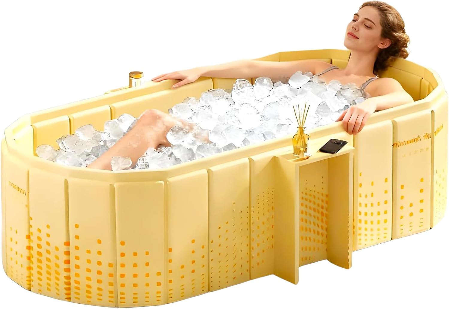 Portable Bathtub for Adult 47″ Large Collapsible Cold Plunge Bathtub Foldable No Installation Ice Bath Tub for Shower Stall, Bathroom Hot SPA Soaking Standing Tub