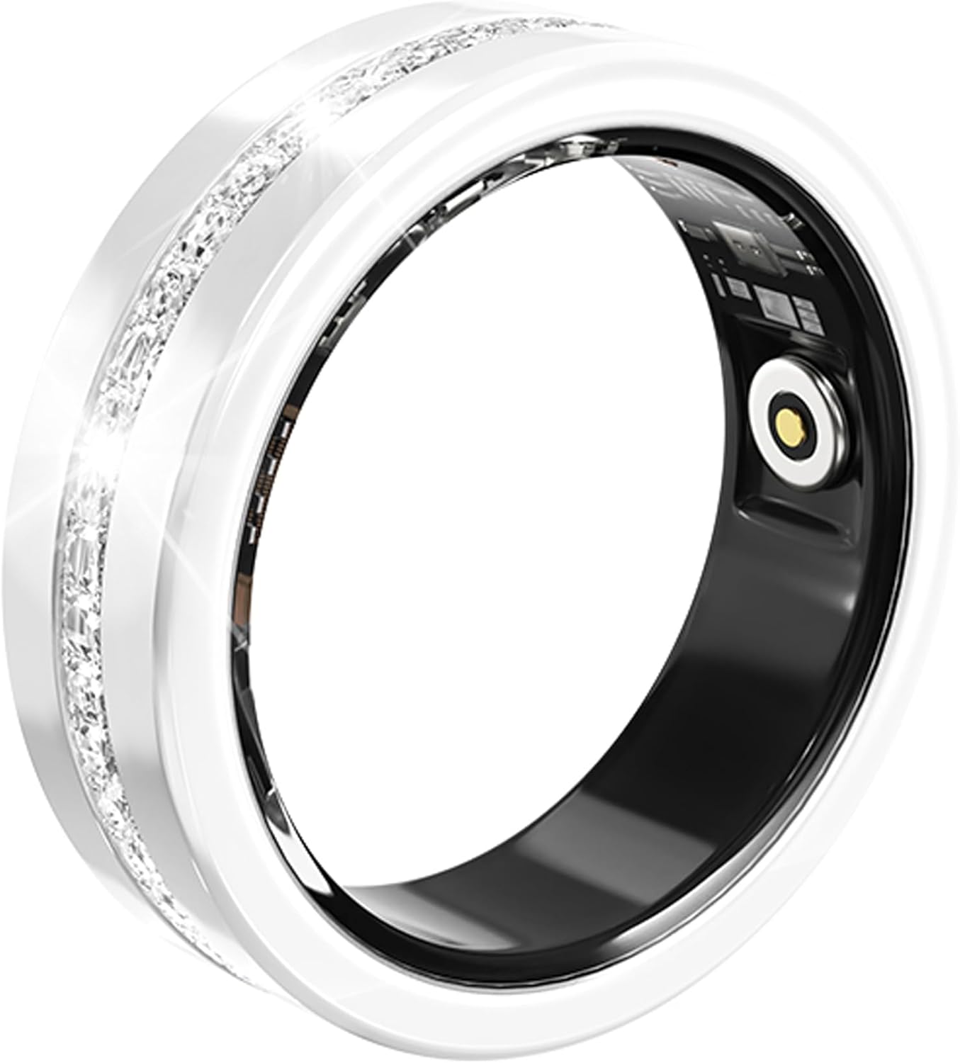 Smart Ring for Women Health Ring with 24/7 Heart Rate Monitor Sleep Tracker Multi-Sport Modes Waterproof Remote Camera Period Tracking Fitness Tracker Diamond-Accented Fashion iOS Android Phones