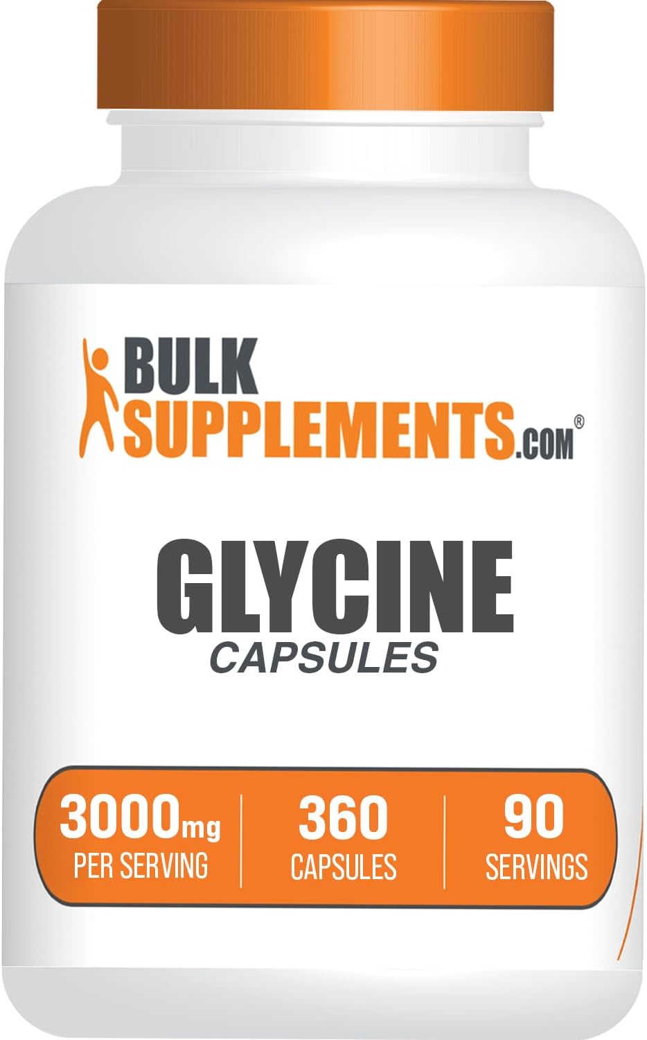 BulkSupplements.com Glycine Capsules – Amino Acid Supplement, 3000mg – Gluten Free, 4 Capsules per Serving, 360 Count (Pack of 1)