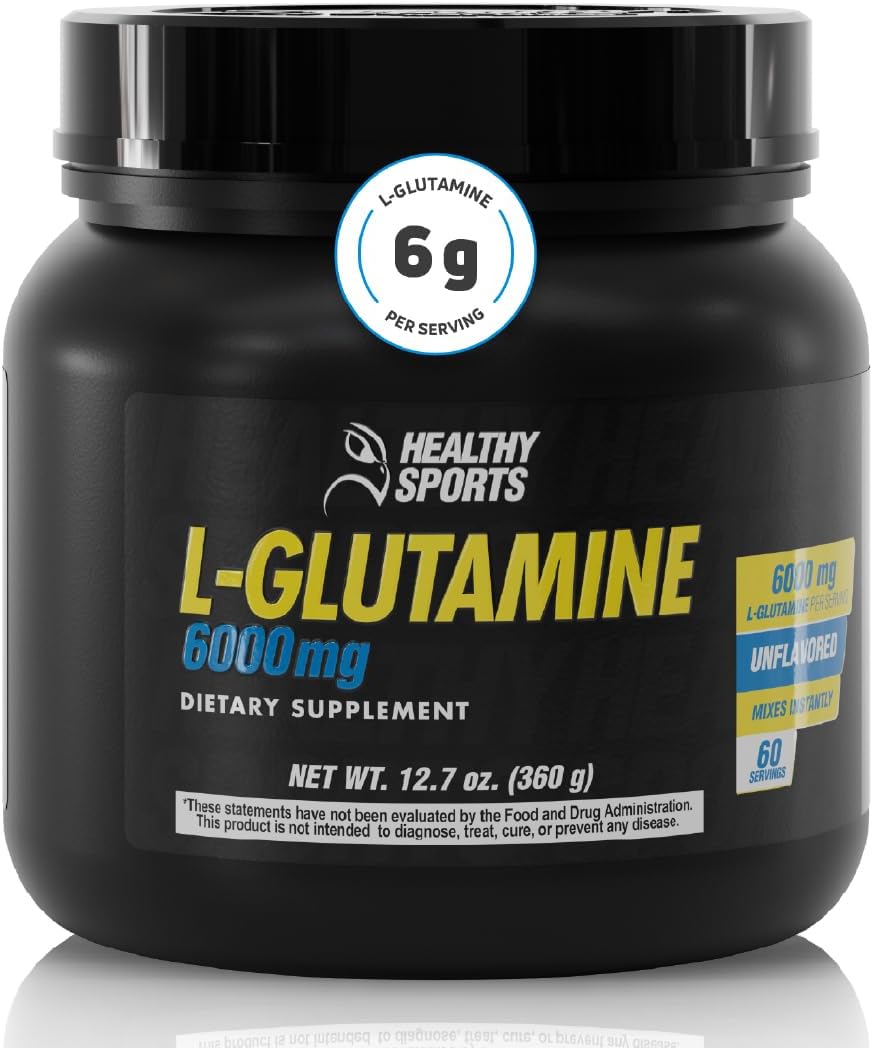 L-Glutamine Powder 6000mg – Post Workout Recovery Powder – L Glutamine Supplement for Gut Health & Body Health – Unflavored Glutamine Powder – 60 Servings