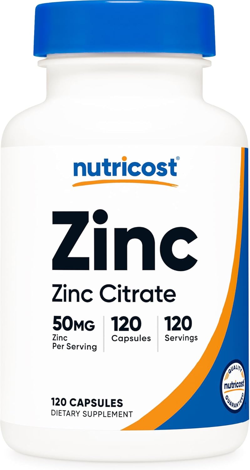 Nutricost Zinc Citrate (50 mg) 120 Capsules – Zinc Citrate Supplement for Men & Women, Vegan