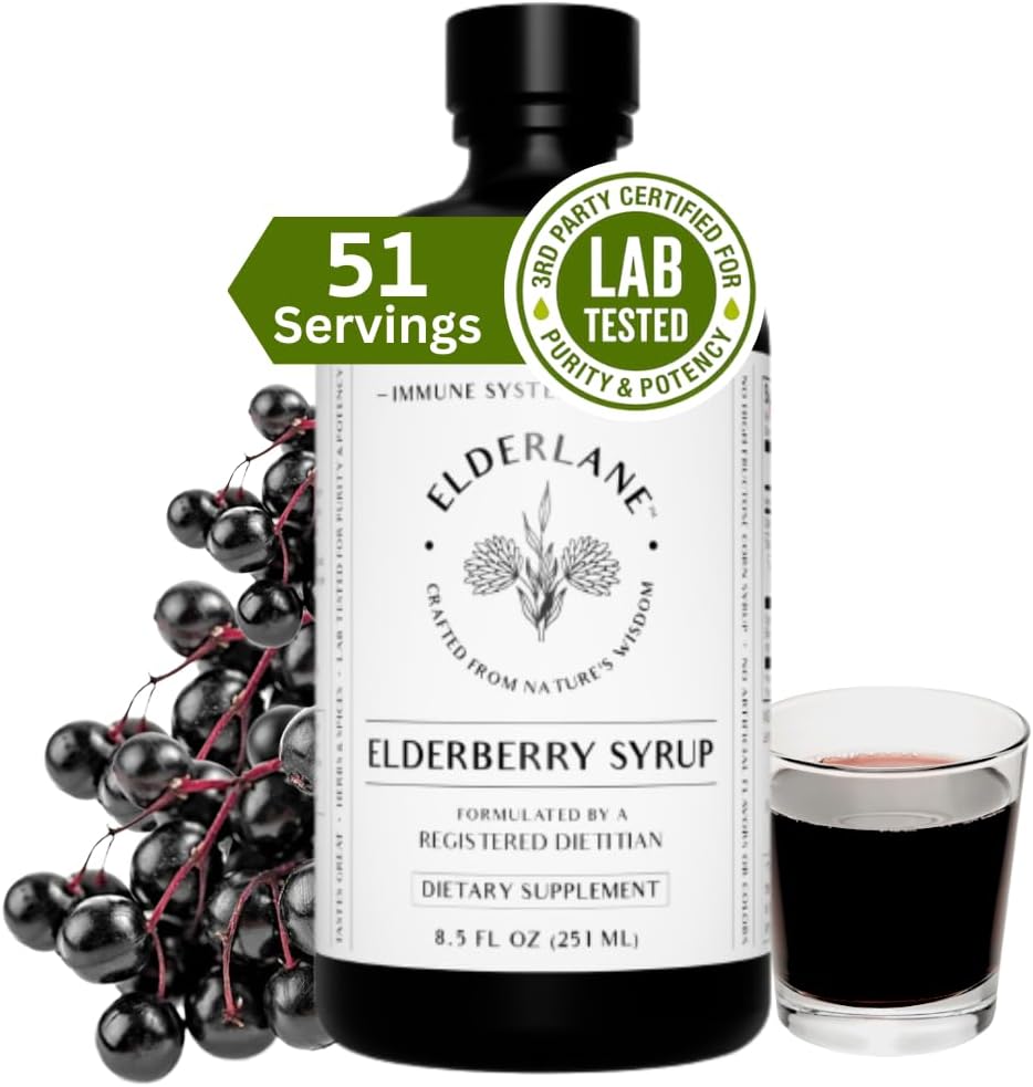 Elderlane Elderberry Syrup Elderberry Shots – Immune Support Supplement for Kids & Adults – Immune Boosters – Natural Immunity Booster – Made with Honey & Elderberries – Gluten-Free – 8.5 Fl Oz