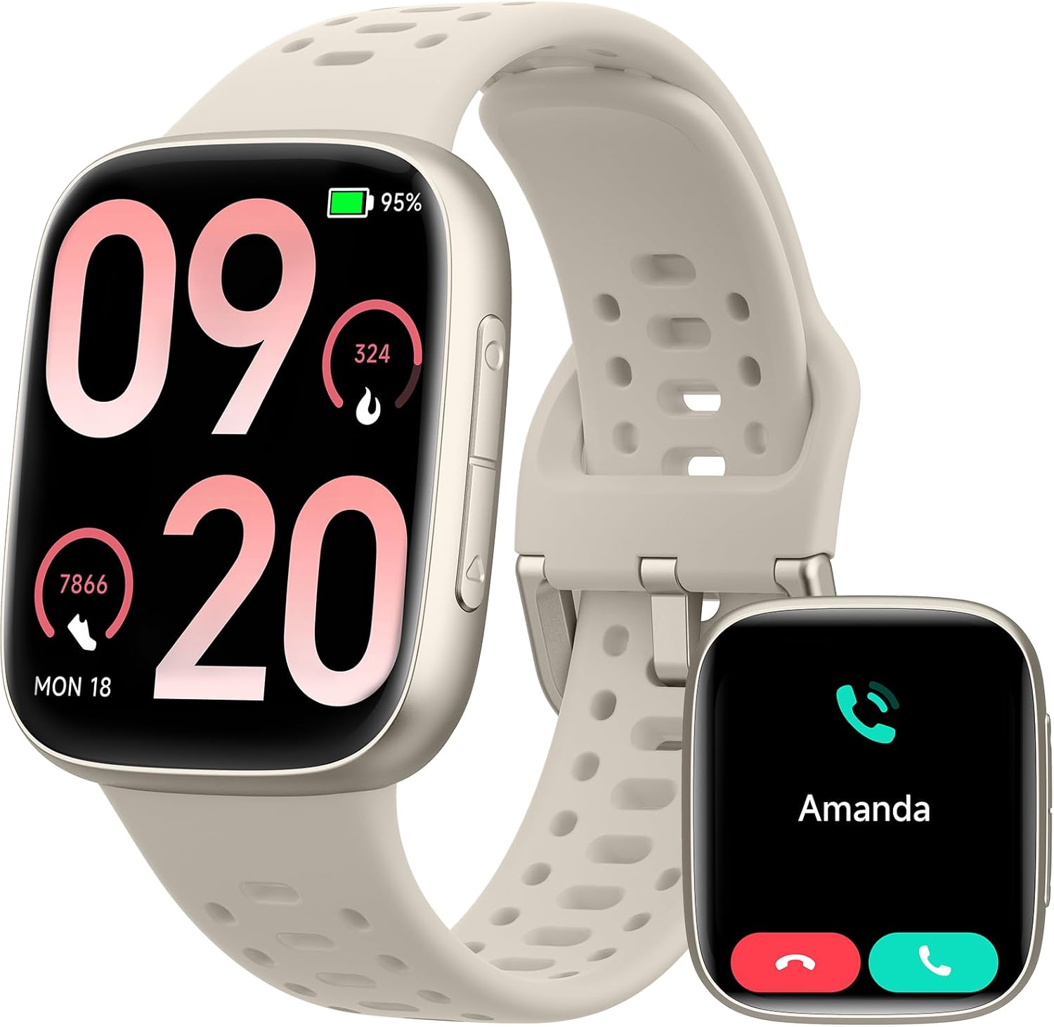 Smart Watches for Women/Men Android iPhone, [1.85″ AMOLED Screen] Smartwatch Fitness Tracker 3ATM Waterproof with Bluetooth Calls, AI Control, Heart Rate/SpO2/Sleep Monitor, 7 Days Battery