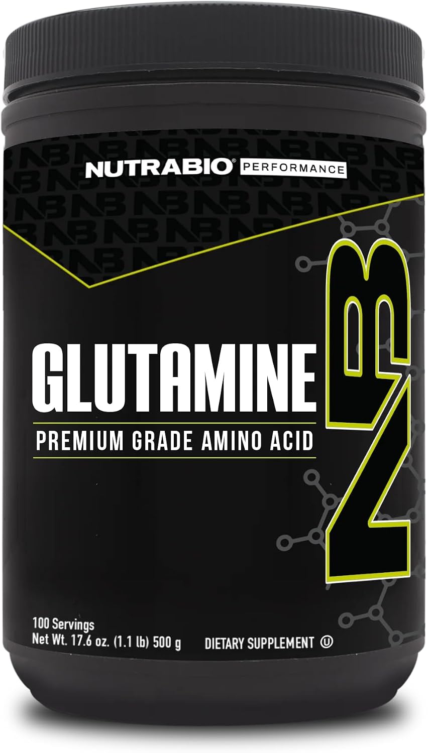 NutraBio Pure L-Glutamine Powder, 100 Servings L-Glutamine Supplement, Amino Acid, Pure Grade, Glutamina, Absolutely no Additives, Fillers or Excipients, Muscle Recovery Supplement – (500 Grams)