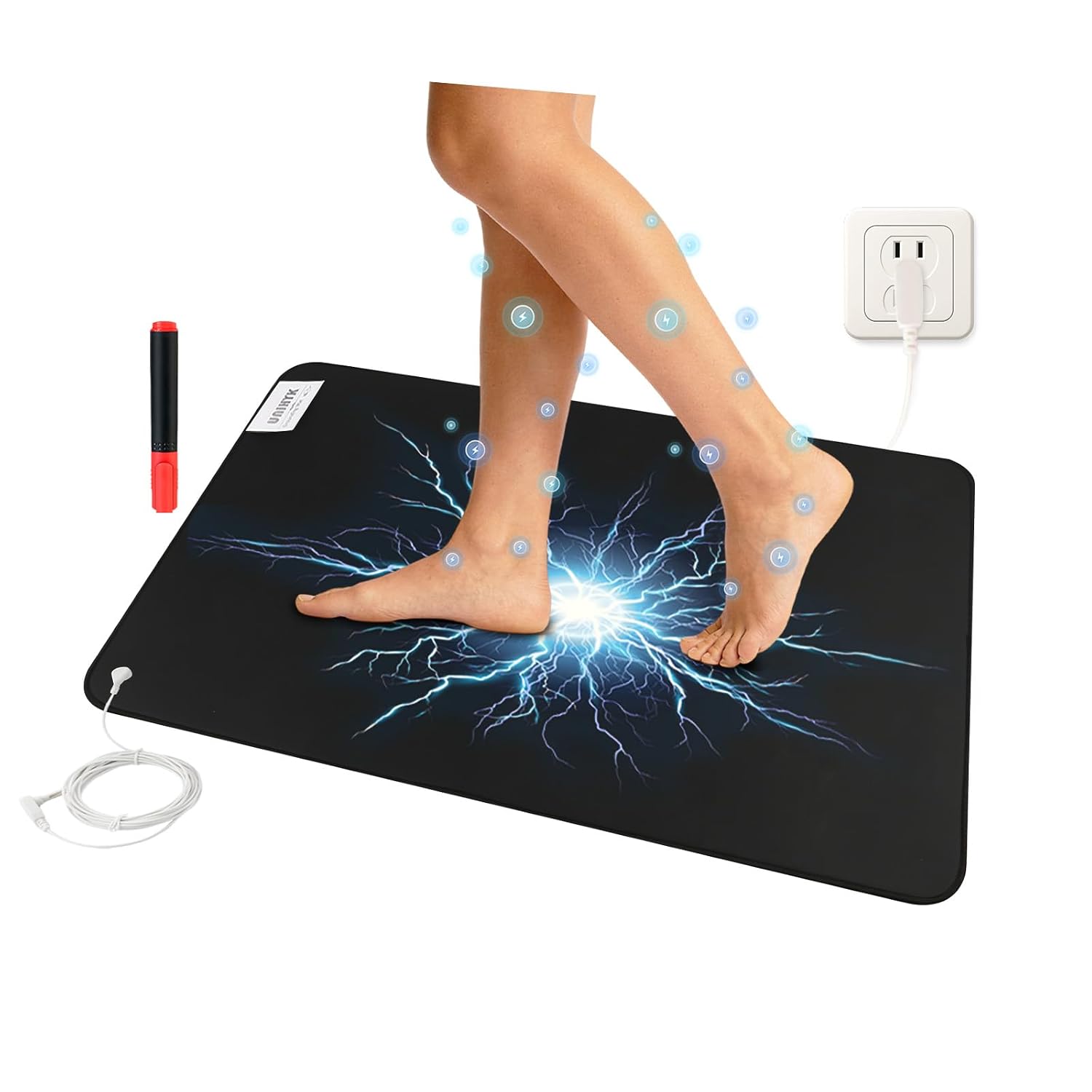 Grounding Mat,Relieve Inflammation and Pain, Promote Blood Circulation, Reduce Stress, Suitable for Various Occasions Such As Offices and Homes. 15 ft Grounding Wire and Conductive Test Pen(16″x24″)
