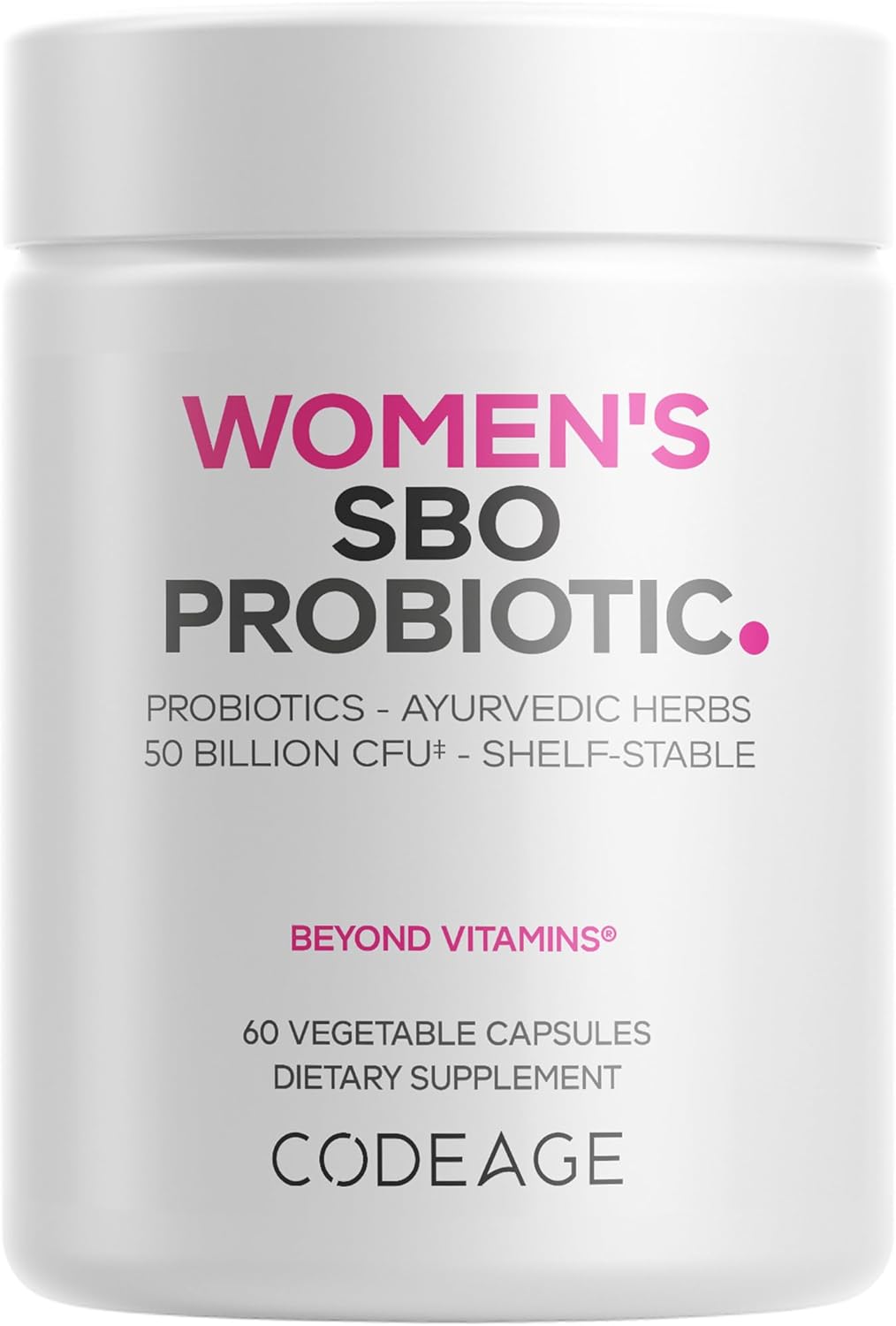 Codeage Women’s Probiotics Supplement – 50 Billion CFUs – SBO Probiotics & Prebiotics – Cranberries – Feminine Health – Fermented Botanical Blend, Whole Food Supplement – Vegan, Non-GMO – 60 Capsules