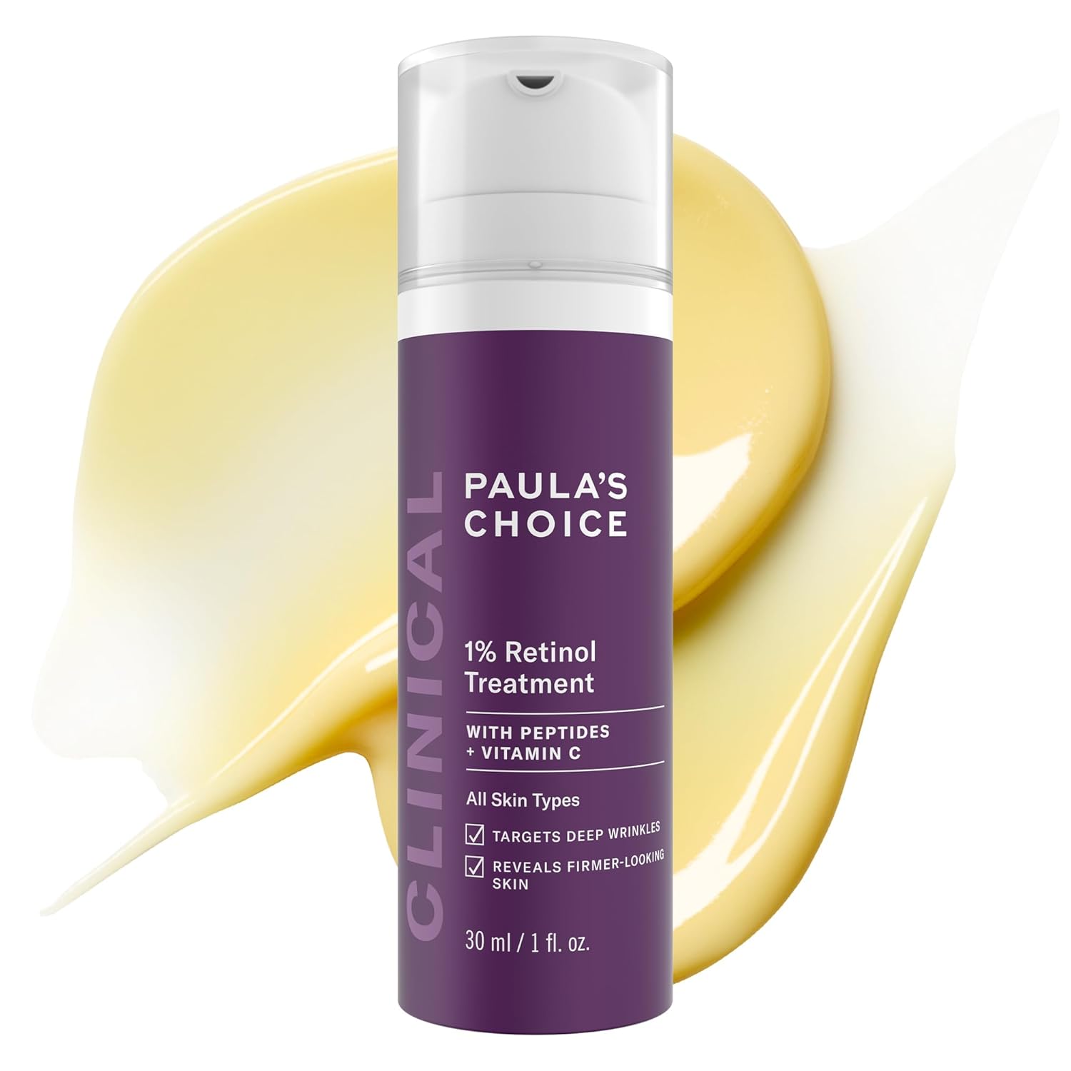 Paula’s Choice CLINICAL 1% Retinol Face Treatment with Peptides, Vitamin C & Licorice Extract, Anti-Aging Skin Care Serum, Fine Lines & Wrinkles, Fragrance Free