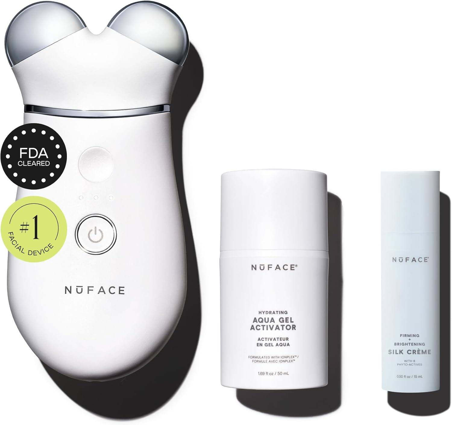NUFACE Trinity+ Skin Tightening & Face Lift Device – Microcurrent Facial Sculpting Tool to Contour Cheeks, Jawline & Neck, 3 Frequencies, Supports Lymphatic Drainage + Activator Gel, White