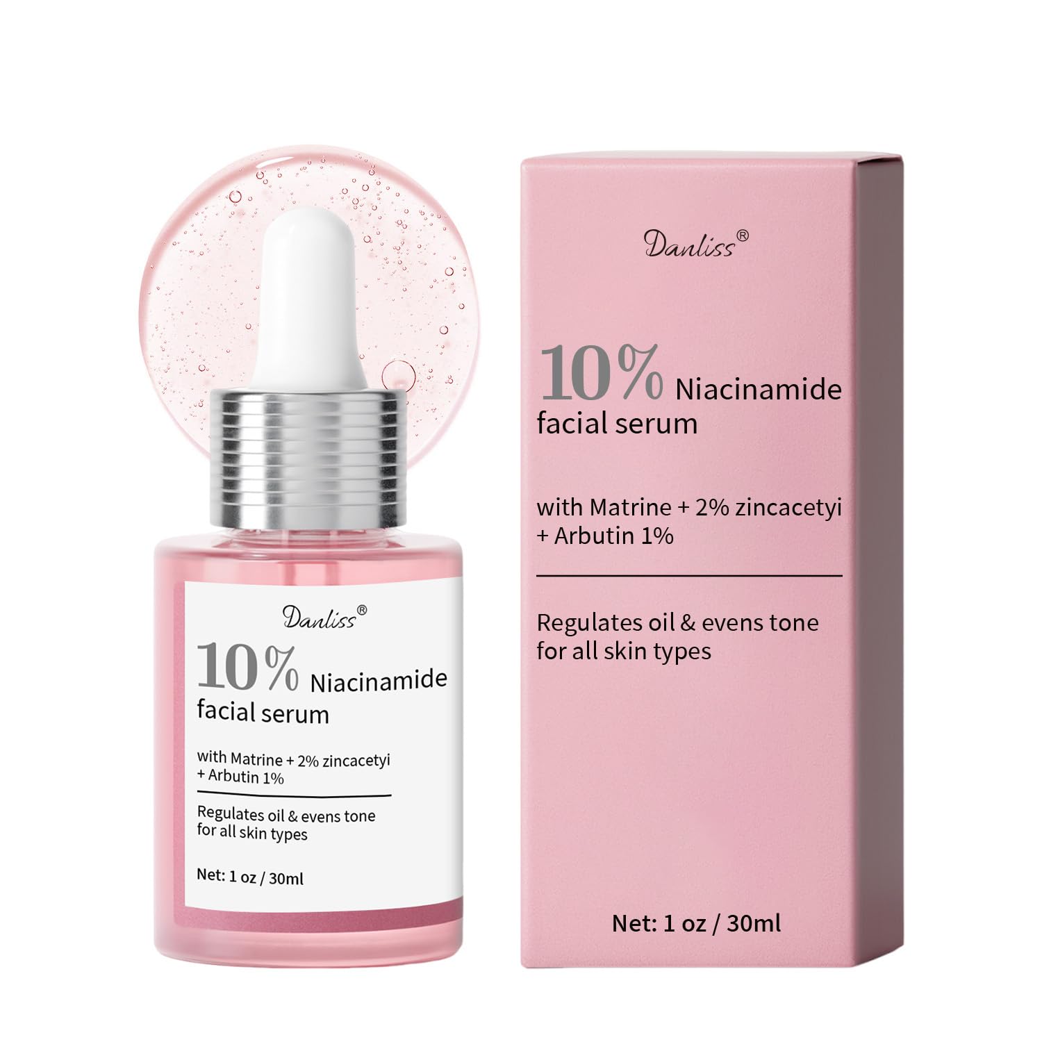 Niacinamide Serum 10% + Zinc 2% – Brightening Face Serum with Hyaluronic Acid & Arbutin for Nourished, Balanced, Blemish – Prone Skin 30ml / 1 fl oz