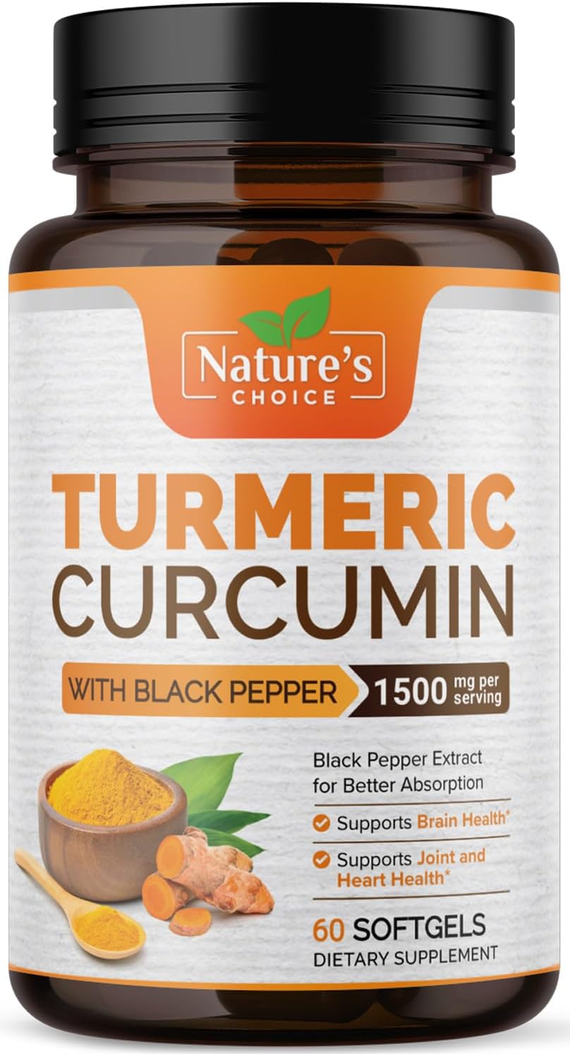 Turmeric Curcumin Supplement Complex – BioPerine Black Pepper Extract Advanced Absorption Curcuminoids for Nature’s Joint Support – Antioxidant Herbal Supplement for Women & Men, Non-GMO – 60 Softgels