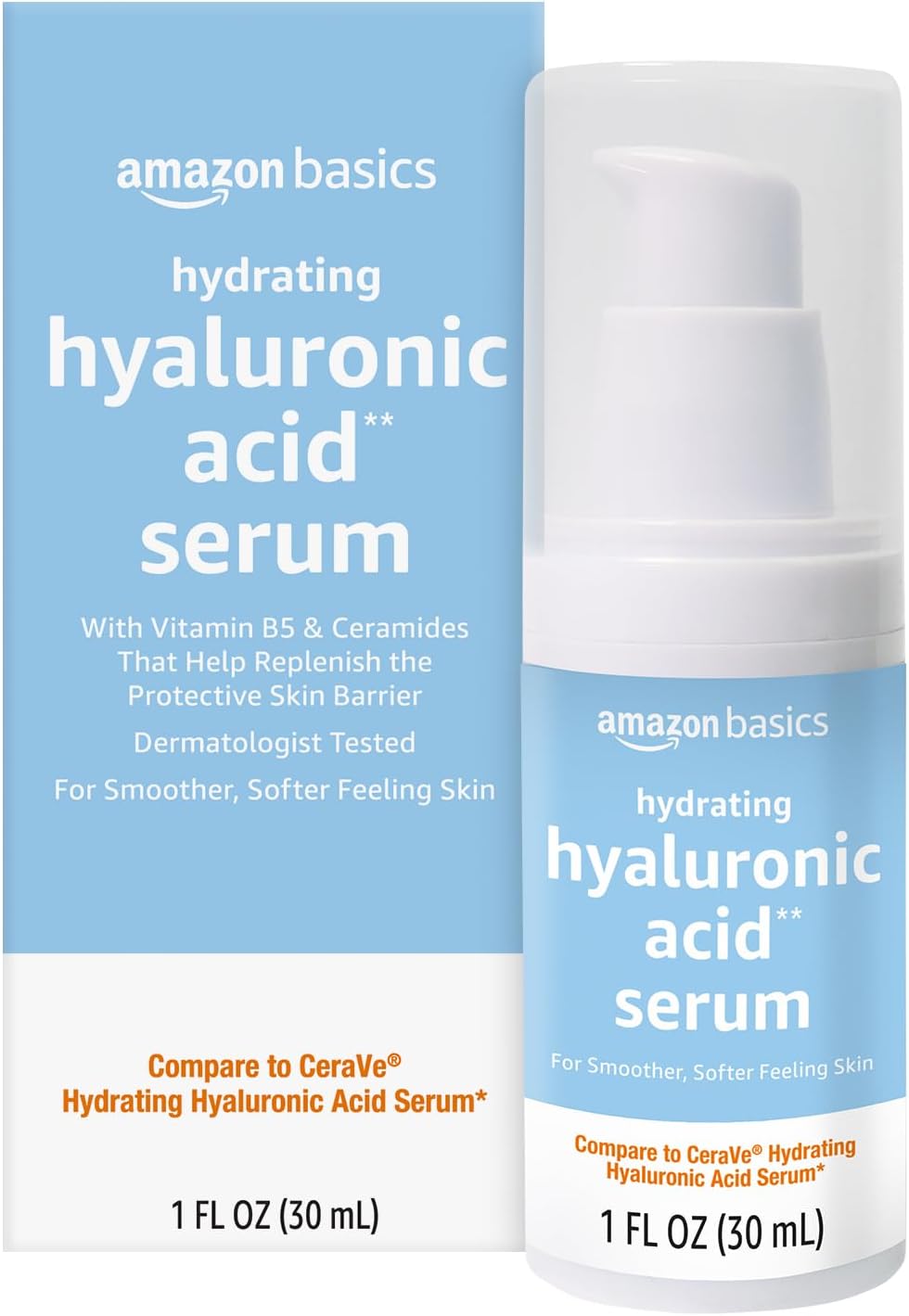 Amazon Basics Hydrating Hyaluronic Acid Serum with Essential Ceramides and Vitamin B, 1 Fluid Ounce