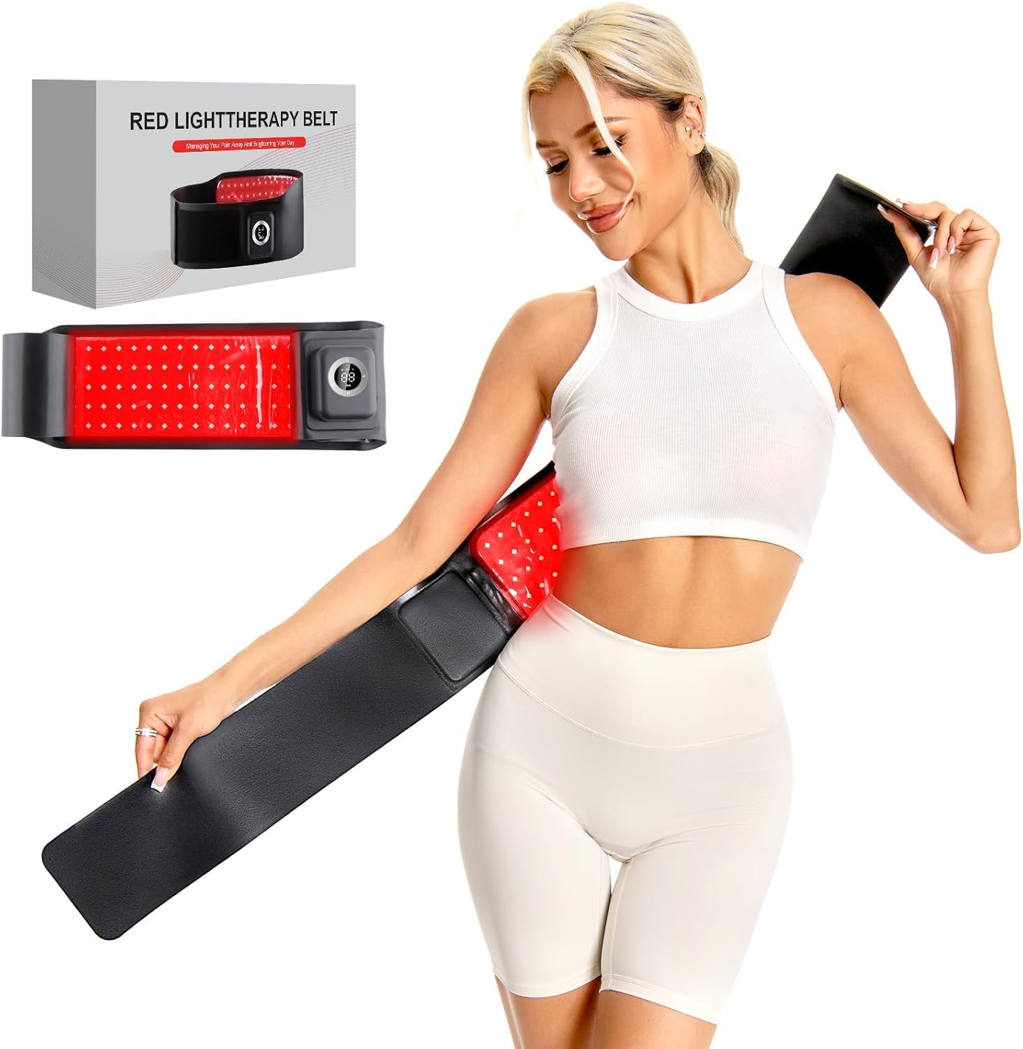 Wireless Red Light Therapy Belt, Portable Infrared Light Therapy Wrap Red Light Therapy Device for Body with 10000mAh Power Pack for Back Shoulder Waist Muscle Relief for Women Men