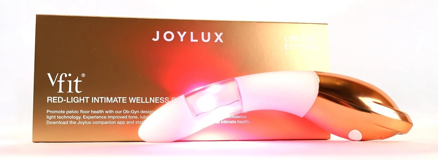 Joylux Rose Gold vFit Red LED Light Device EmpowHER Intimate Wellness System for Menopausal Women & New Mothers, Promotes Natural Hydration & Helps Strengthen Pelvic Floor (4-Piece Set)