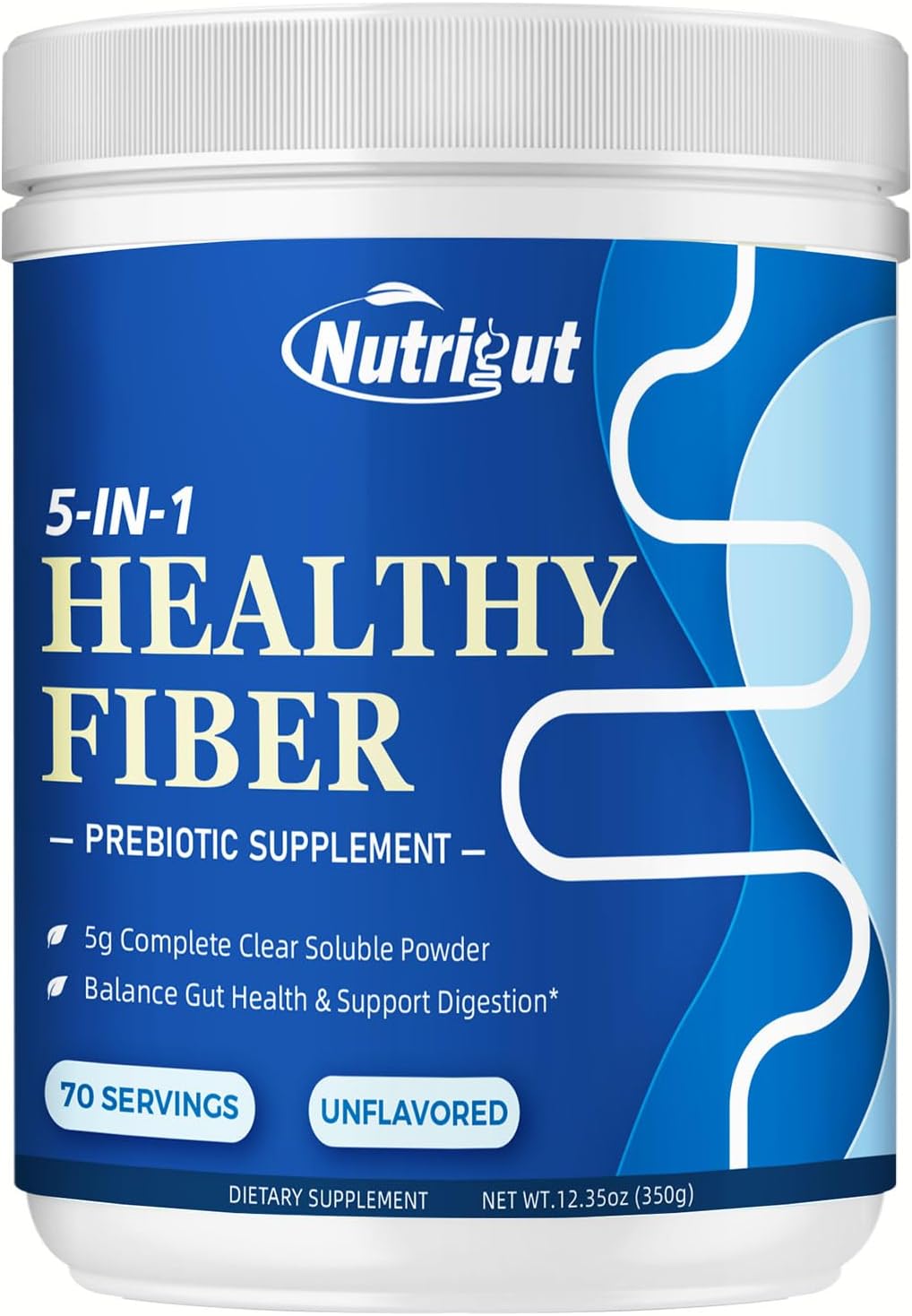 Fiber Supplement – Prebiotic Fiber Supplement Powder, 5g Soluble Fiber Powder with Acacia & Inulin for Daily Digestive Health & Regularity, Gluten & Sugar Free, Vegan, Unflavored – 70 Servings