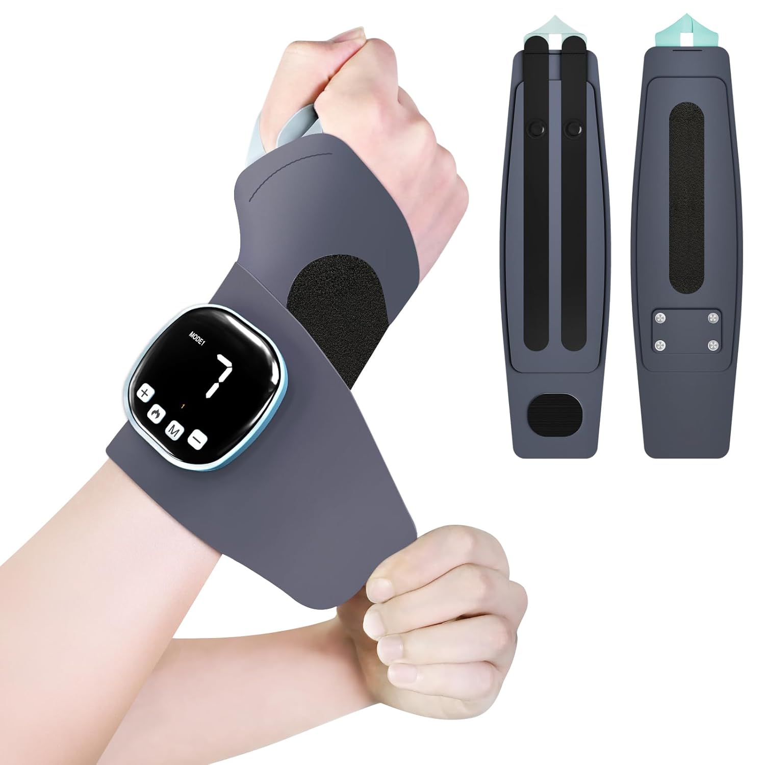 Electric Hand Massager with Heat, Fathers Day Dad Gifts Cordless Wrist Heating Pad TES Muscle Stimulator for Pain Relief Therapy, Adjustable Length for Daily & Sports, Universal Left & Right
