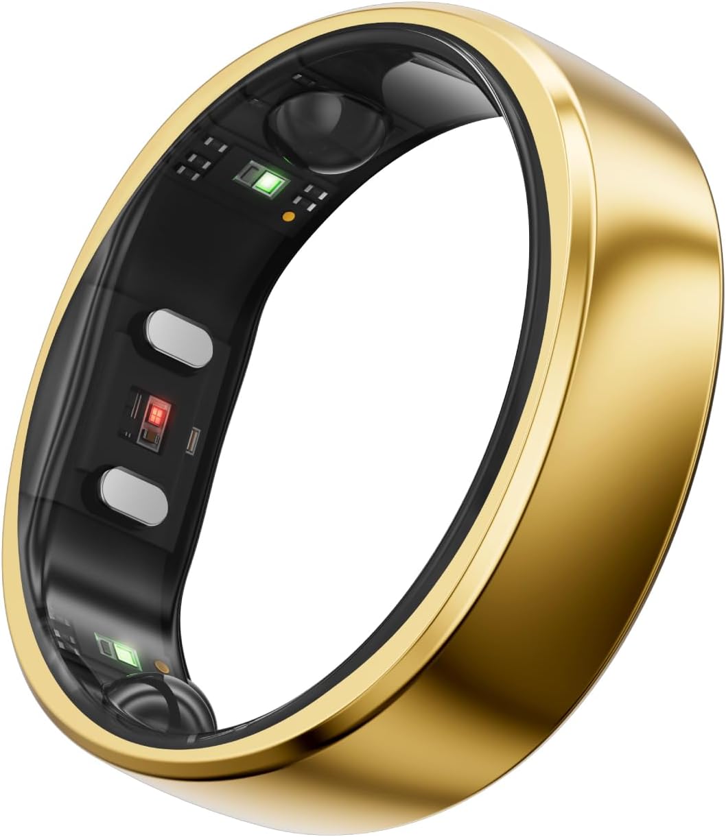 RingConn Gen 2, World’s First Smart Ring with Sleep Apnea Monitoring, No APP Subscription, 12-Day Battery Life, Stress/Heart Rate/Women’s Health Tracker, Android & iOS Compatible (Gold, Size 8)