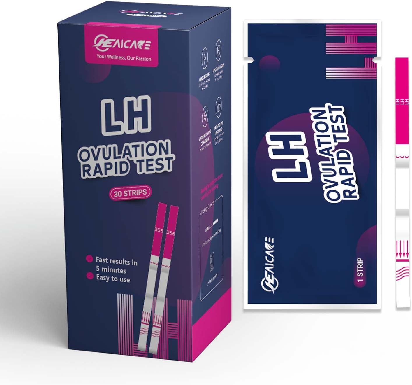 30 LH Ovulation Test Strips, Ovulation Test Kit for Women, Accurately Track Ovulation, Highly Sensitive Fast Result, Home Testing