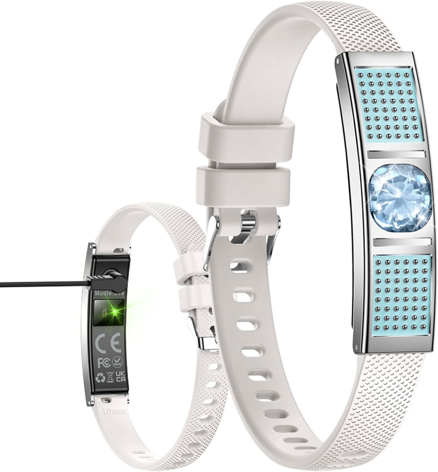 Diamond Smart Bracelet for Women Men Screen-Free Fitness Tracker with Heart Rate & Sleep Monitor Activity Tracker Steps Calories Distance Women’s Cycle Tracking 3ATM Waterproof Health Smart Bracelet
