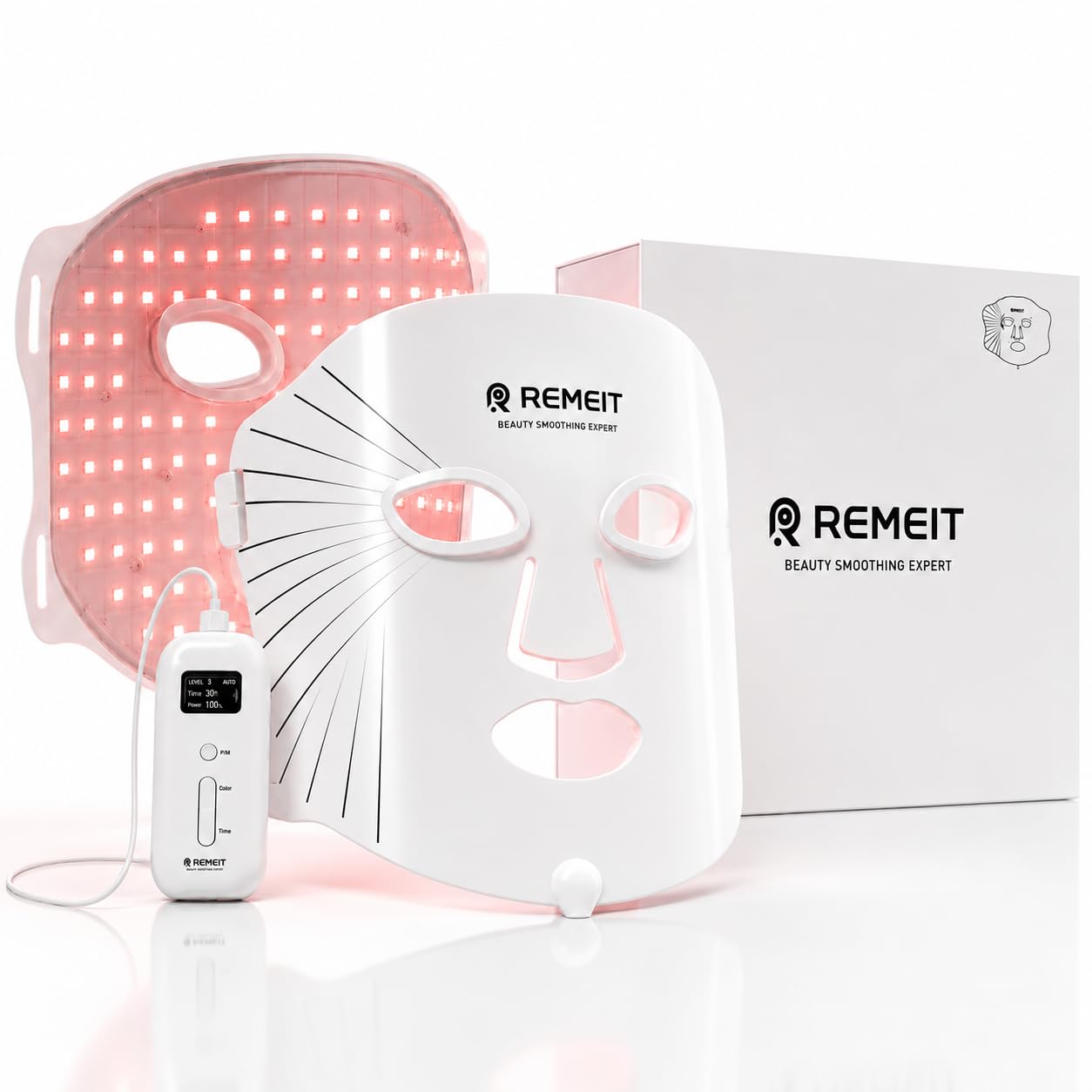 Red Light Therapy Mask for Face, LED Face Mask with Near Infrared & Blue Light, 324 LEDs Full Face Coverage, Silicone Light Therapy Face Mask with Adjustable Straps and Controller for Women