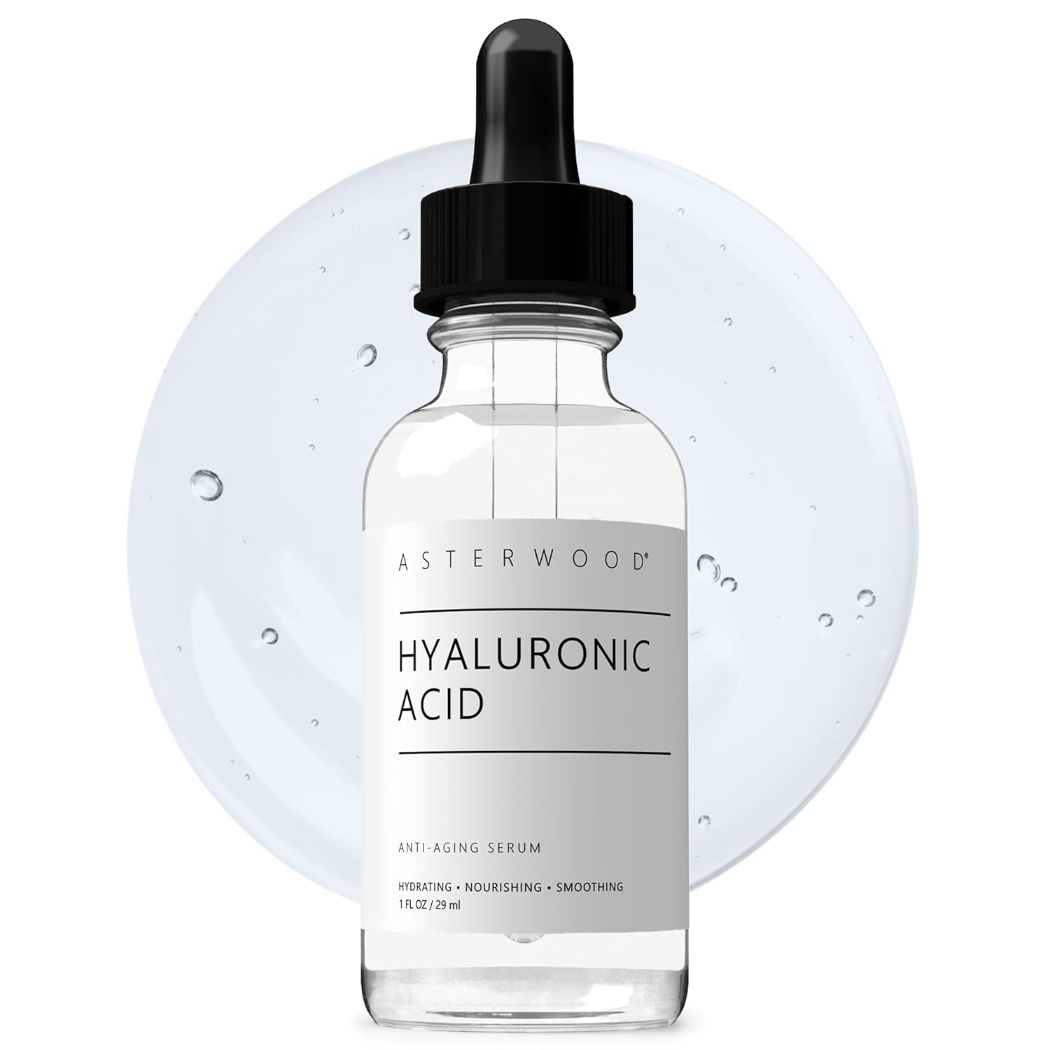 Asterwood Pure Hyaluronic Acid Serum for Face – Plumping, Anti-Aging, Hydrating – Fragrance-Free – 1 Fl Oz