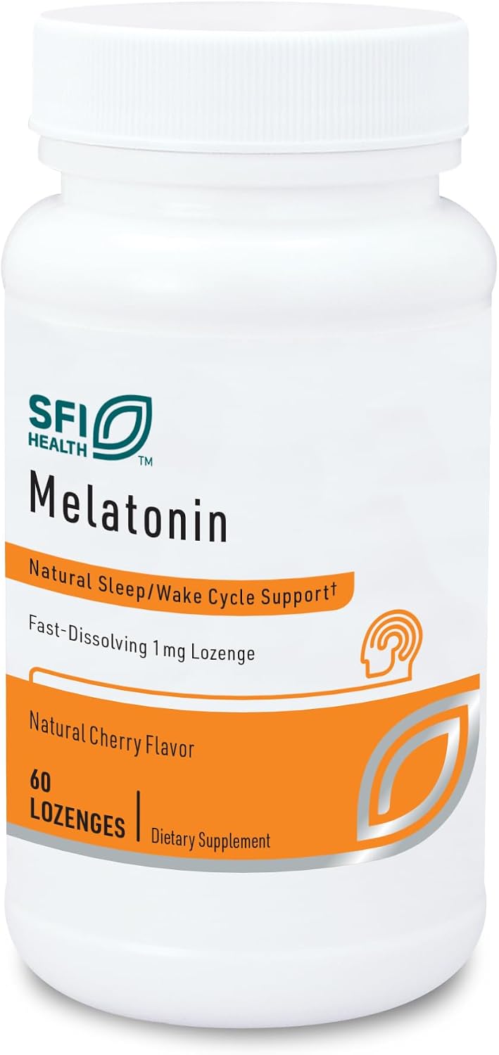 Klaire Labs SFI Health Melatonin Lozenge – Fast-Dissolving, Quick Release 1 Milligram Melatonin Tablets for Men & Women with Natural Cherry Flavor (60 Dissolvable Tablets)