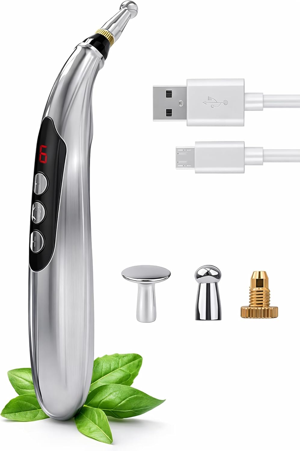 Acupuncture Pen Electronic – USB Rechargeable Pain Relief Electric – for Meridians Energy Pens Massager – Pain Relief Massage Tool with 3 Massage Heads & 2 Massage Gel – Gifts for Women & Men