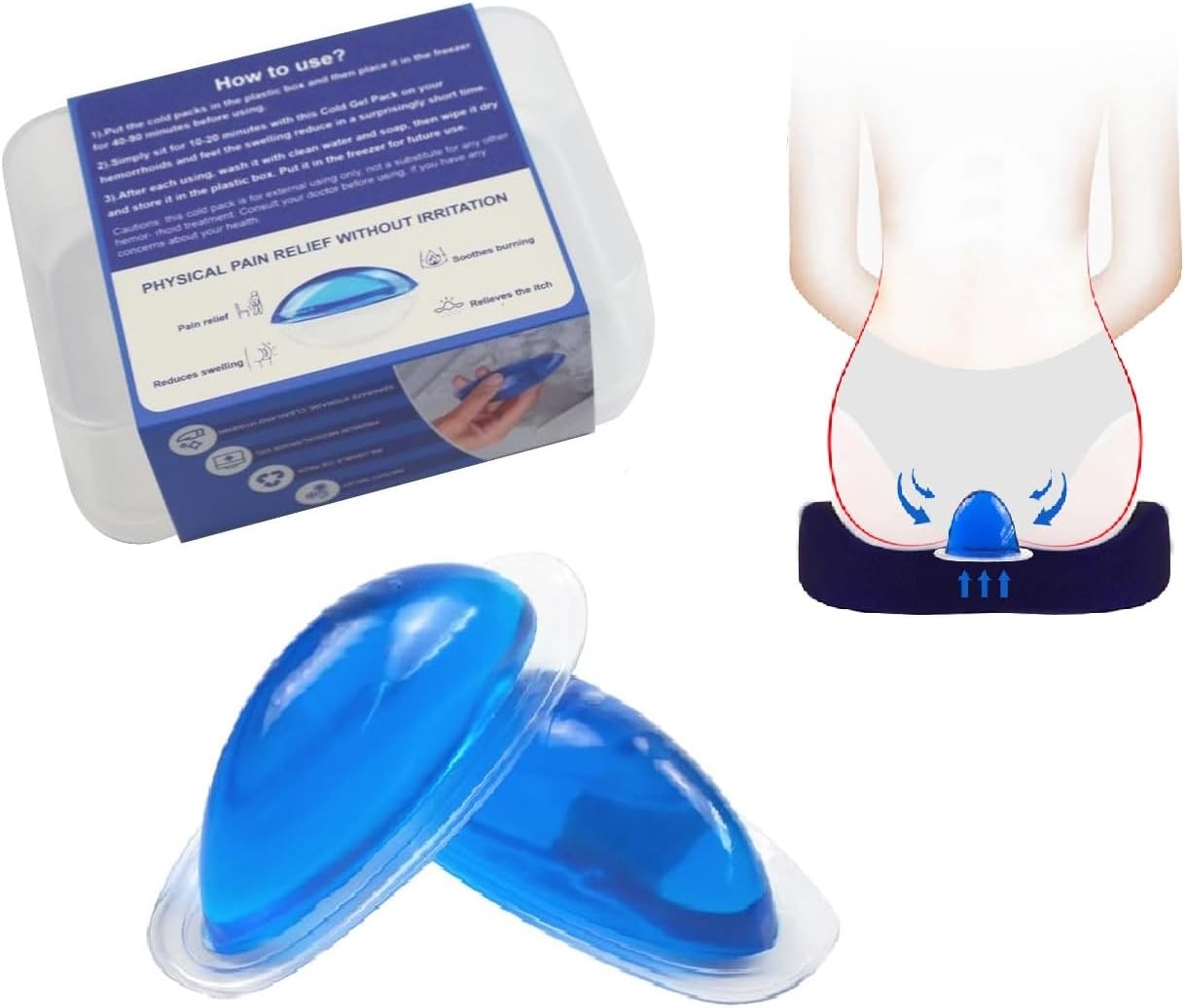 CoolBloom Hemorrhoid Ice Pack (2 Packs) – TPU Ultra-Soft Reusable Gel Pad | Fast Pain & Swelling Relief | Perineal Cold Therapy for Postpartum/Surgery (Women & Men)