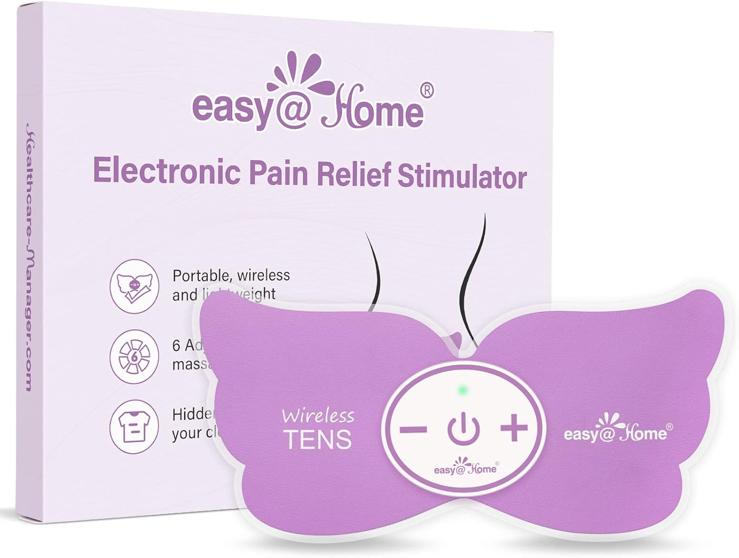 Easy@Home Electronic Pain Relief Stimulator: TENS Unit Wireless Muscle Stimulator | PMS Massage Therapy Machine | Portable Electrode Pads | FSA Eligible 6 Modes 20 Intensities EHE019