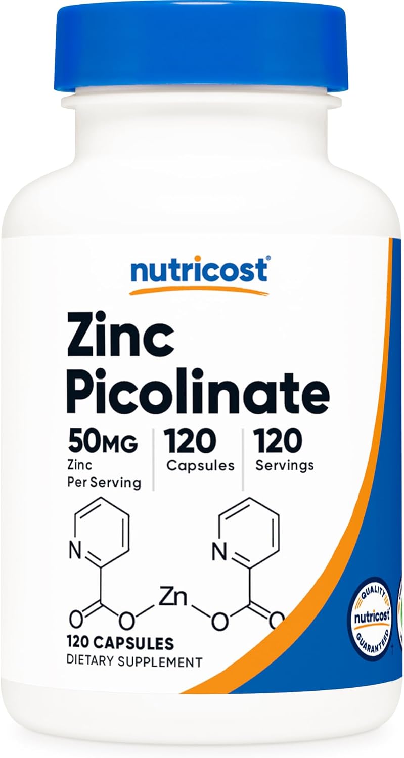 Nutricost Zinc Picolinate 50mg, 120 Vegetarian Capsules – Gluten Free and Non-GMO
